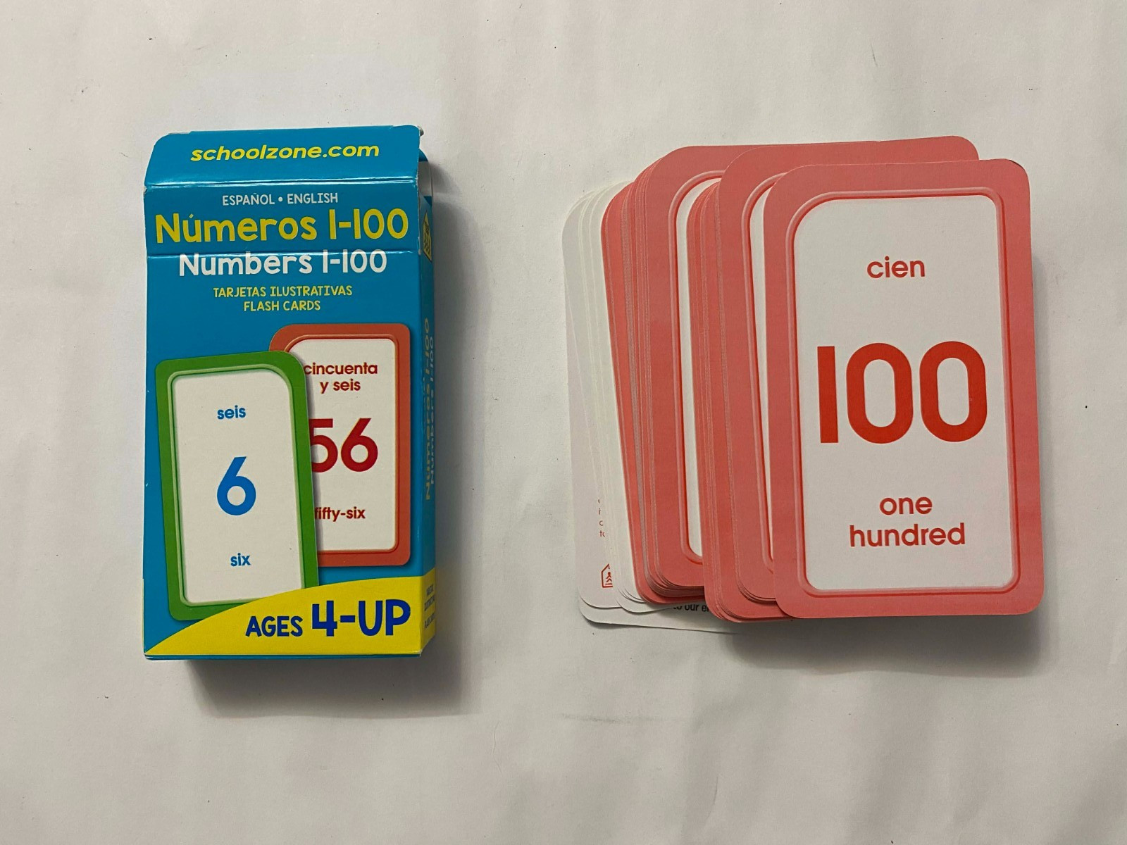 Flash Cards Numbers 1-100 English Spanish Ages 4+ ( 56 Cards ) Bilingual – NEW