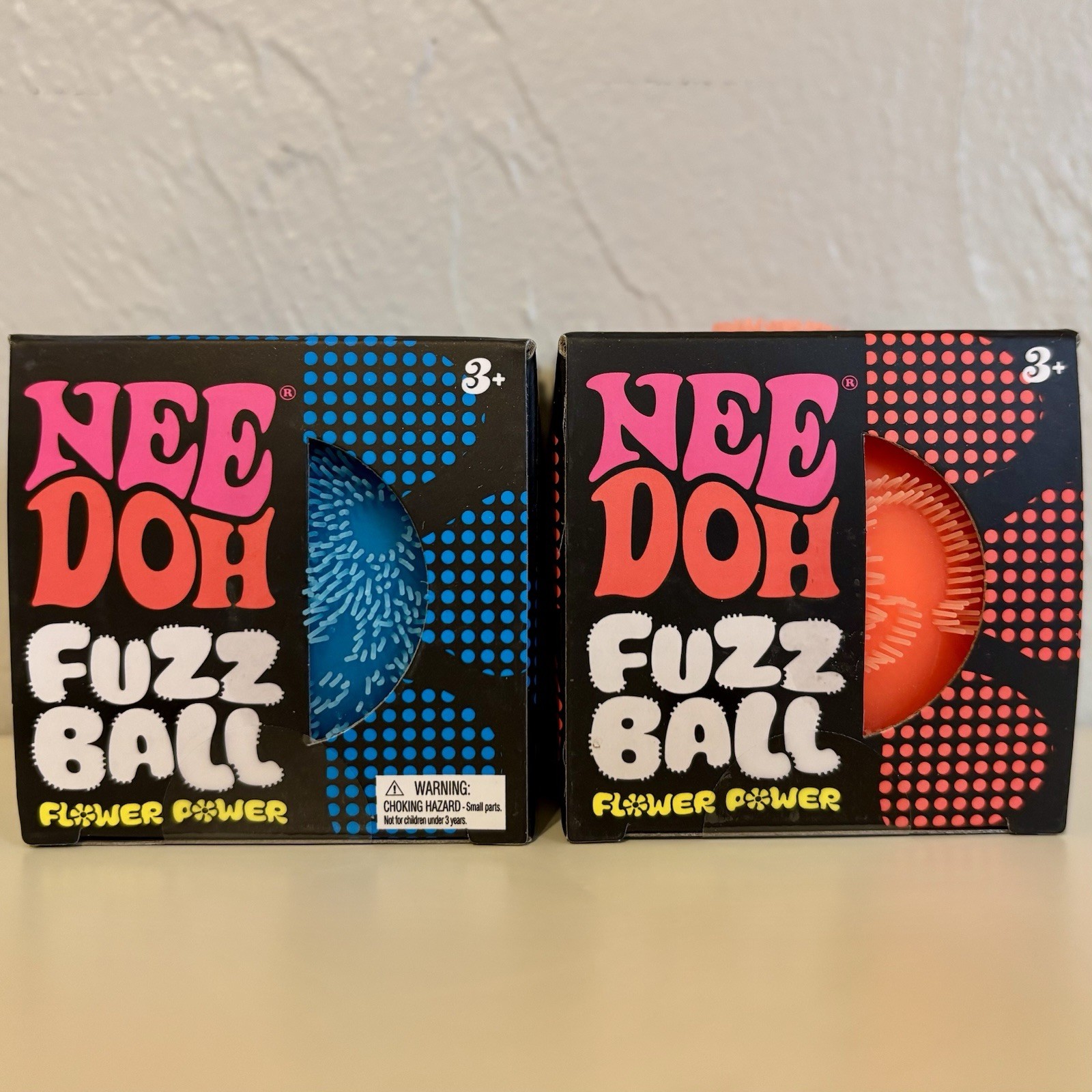 Needoh Fuzzball Flower Power Orange & Blue Schylling