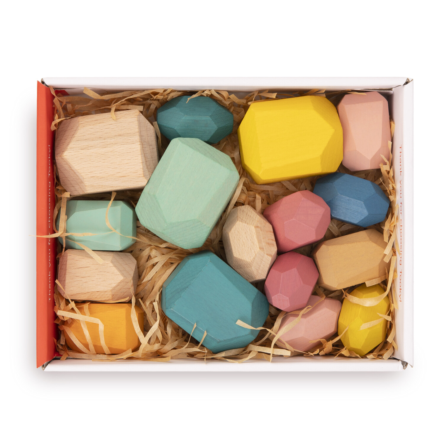 TOOKYLAND Wooden Stacking Stones Toy – 16pcs – Balancing Blocks Set, 3 Years +