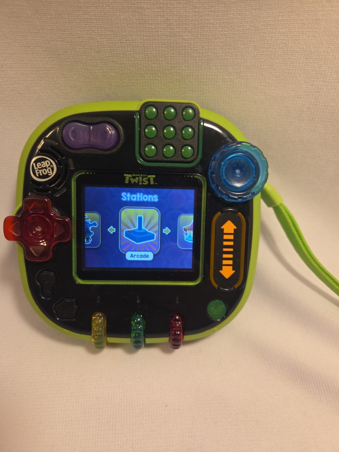 LeapFrog Rockit Twist Green Button Control Handheld Learning Game System WORKS