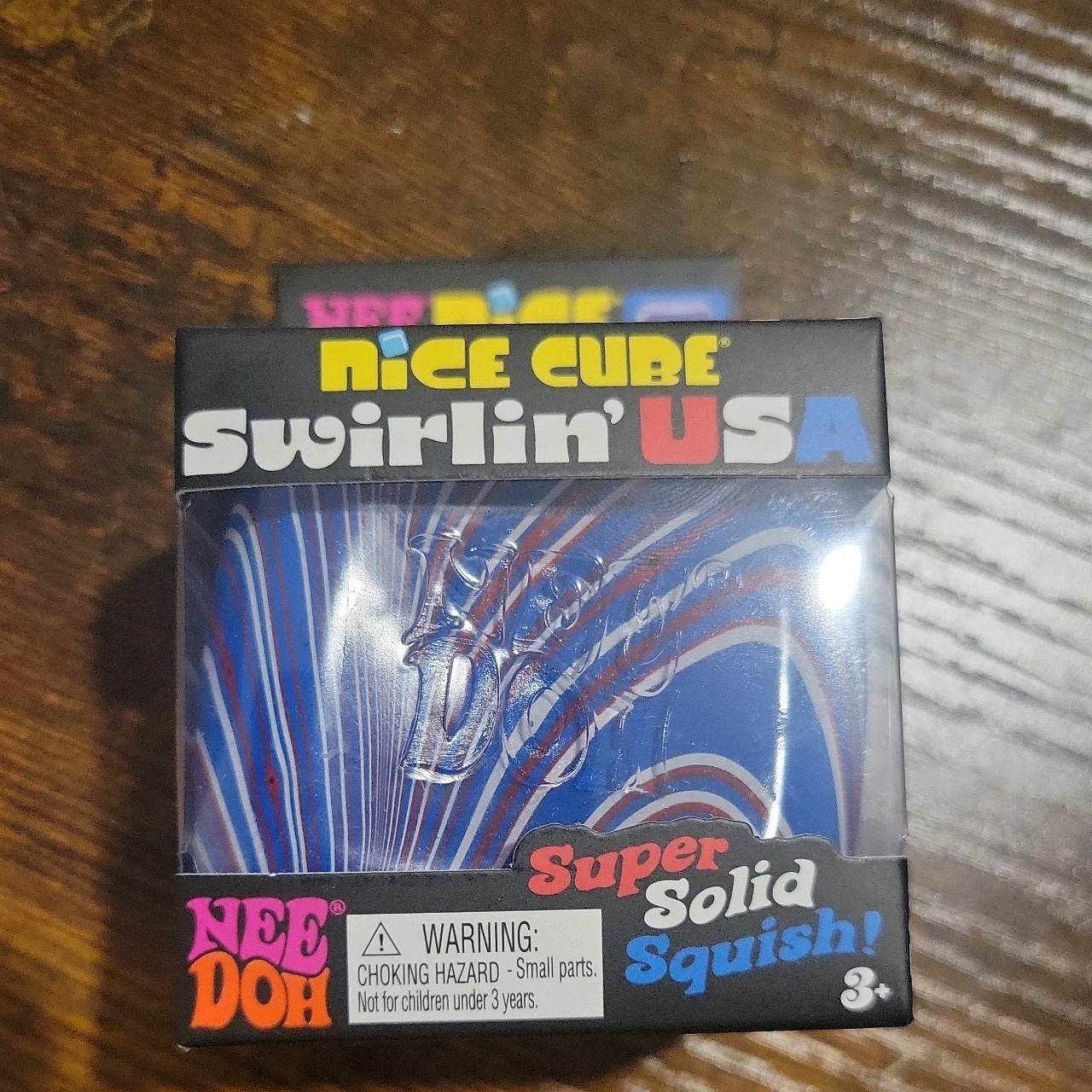 Nee Doh Nice Cube Swirl USA July 4th Super Solid Squish Red White Blue