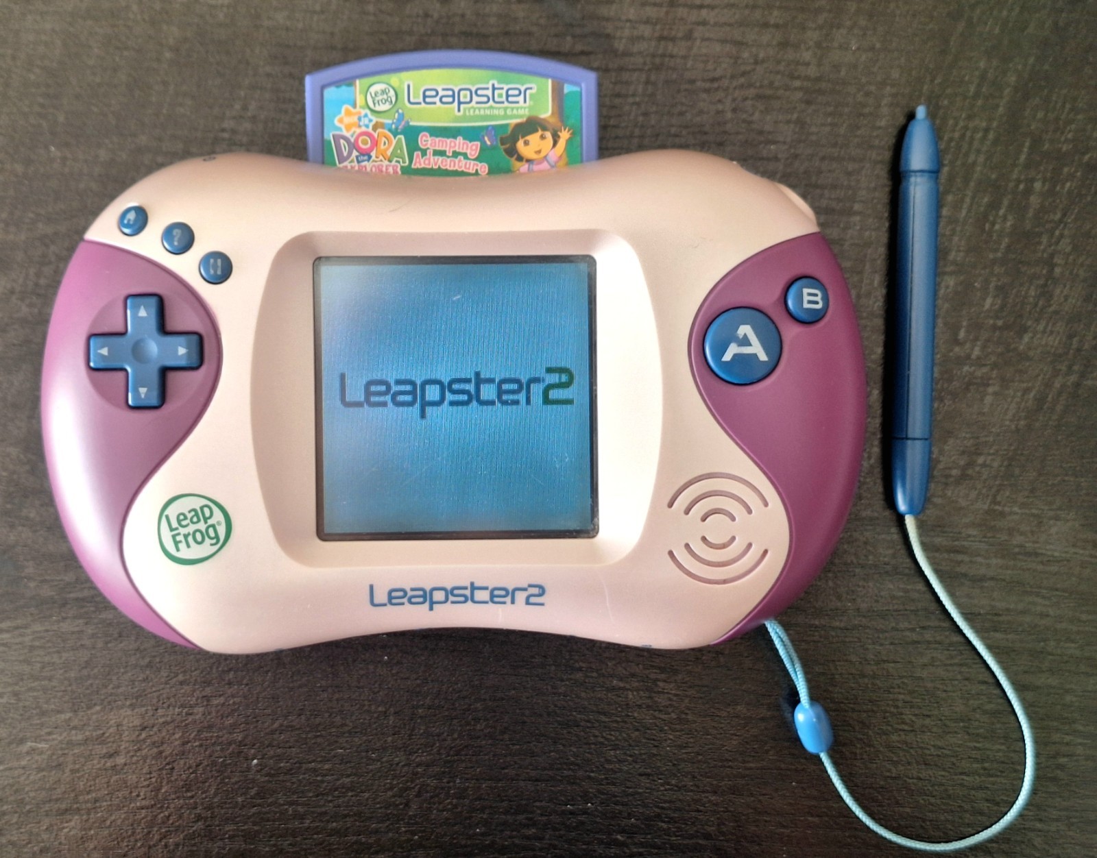 LeapFrog Leapster 2 Pink Purple Learning System + Dora Camping Adventure Tested