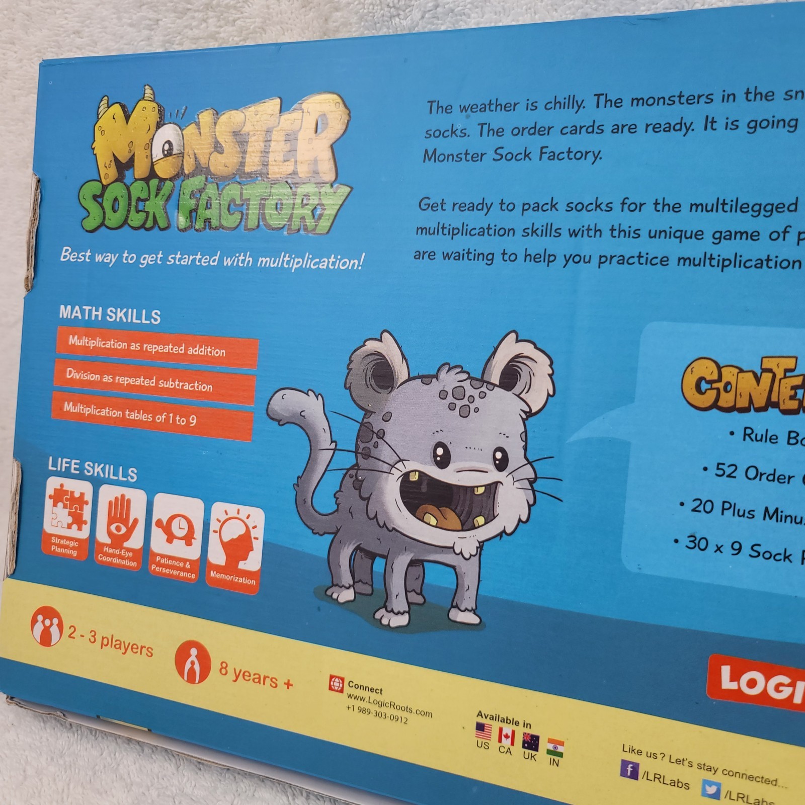 Monster Sock Factory Logic Roots Multiplication Learning Math Game Used Complete
