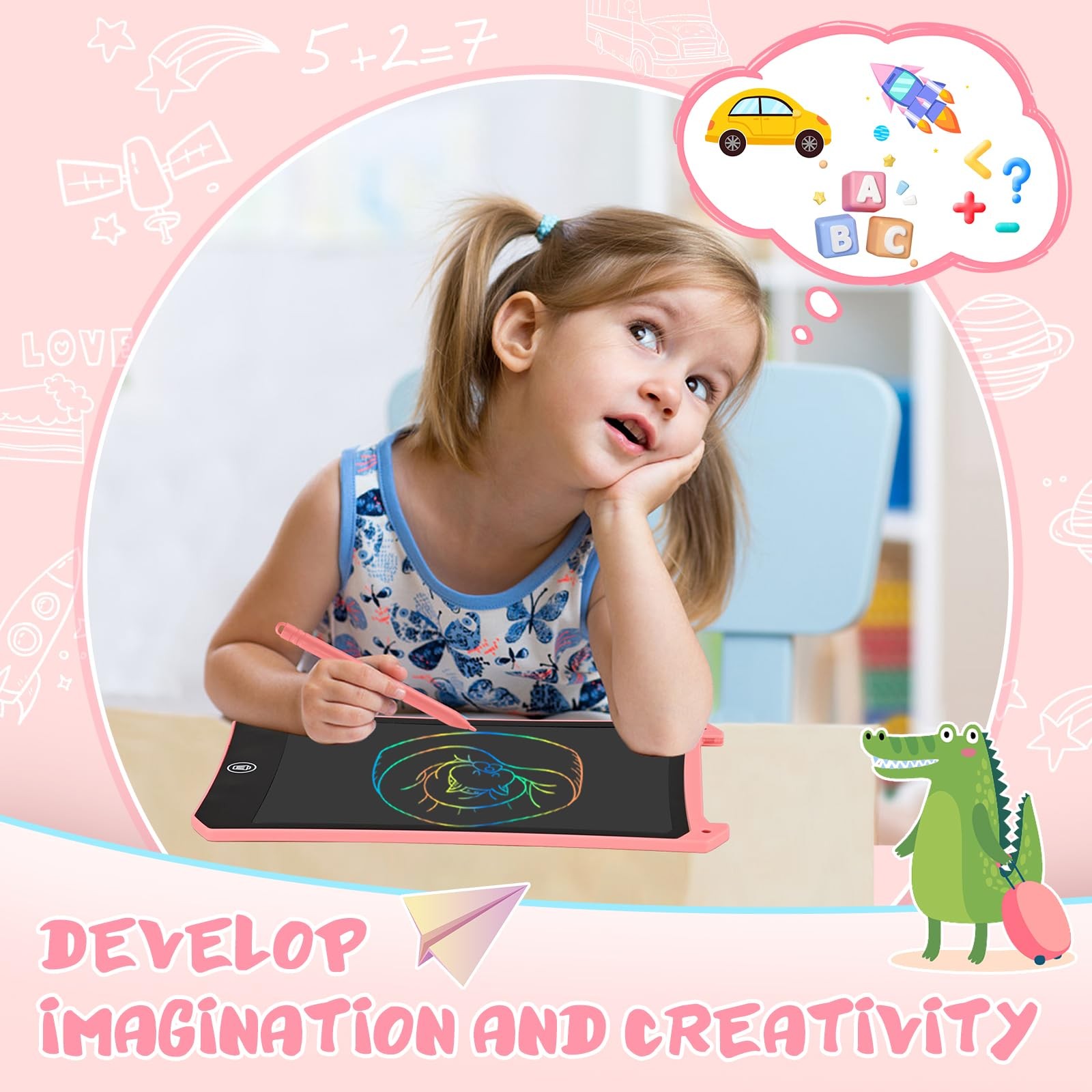 EooCoo Toddler Toys, LCD Writing Tablet for Kids 2 Pack, 8.5”Pink&Blue
