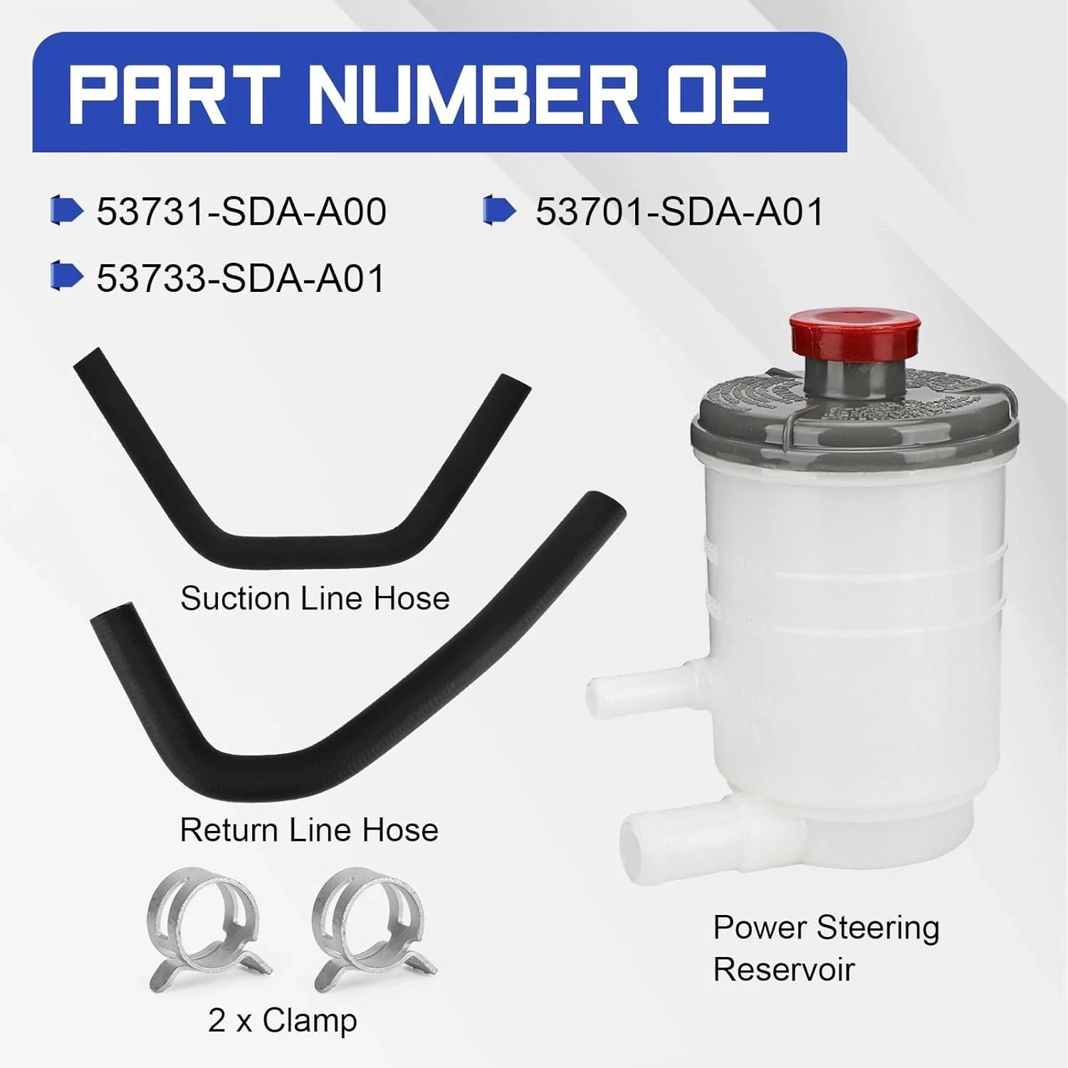 53701-SDA-A01 Power Steering Pump Fluid Reservoir + Suction & Return Hose for