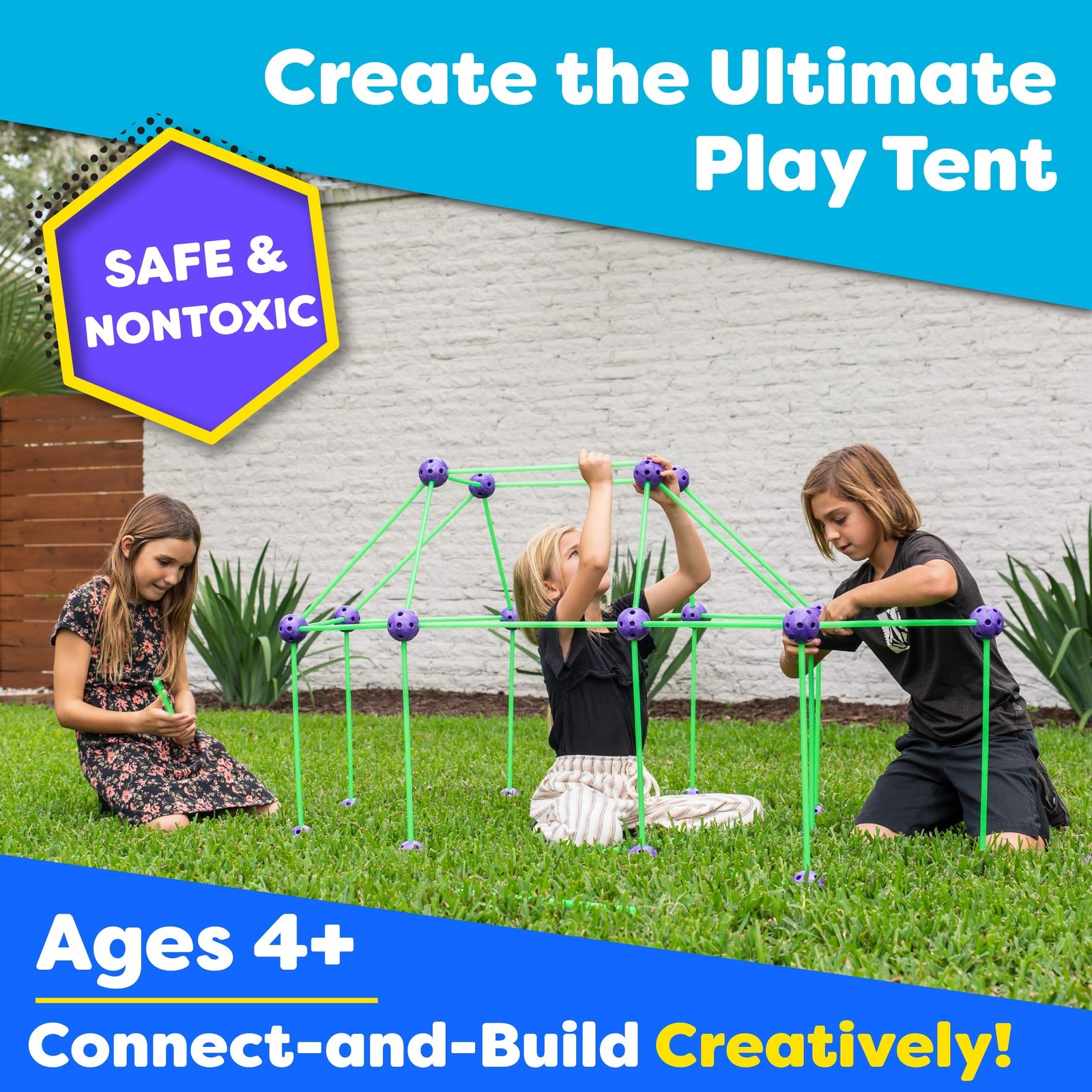 Fun Forts Glow Fort Building Kit for Kids – 81 Pack Glow in The Dark STEM Bui…