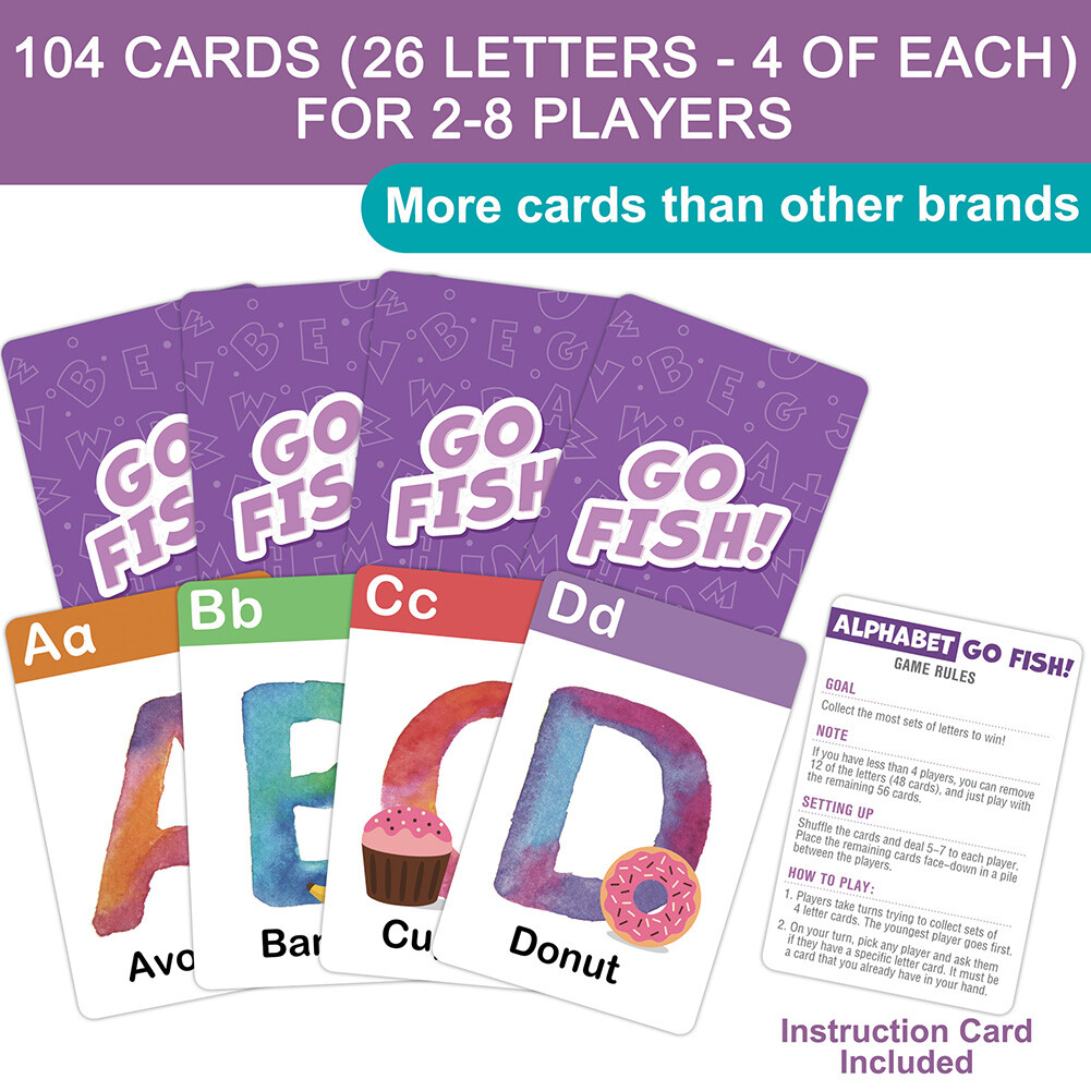 Kids Card Games ABC Go Fish Flash Cards Children Early Education Learning Toy