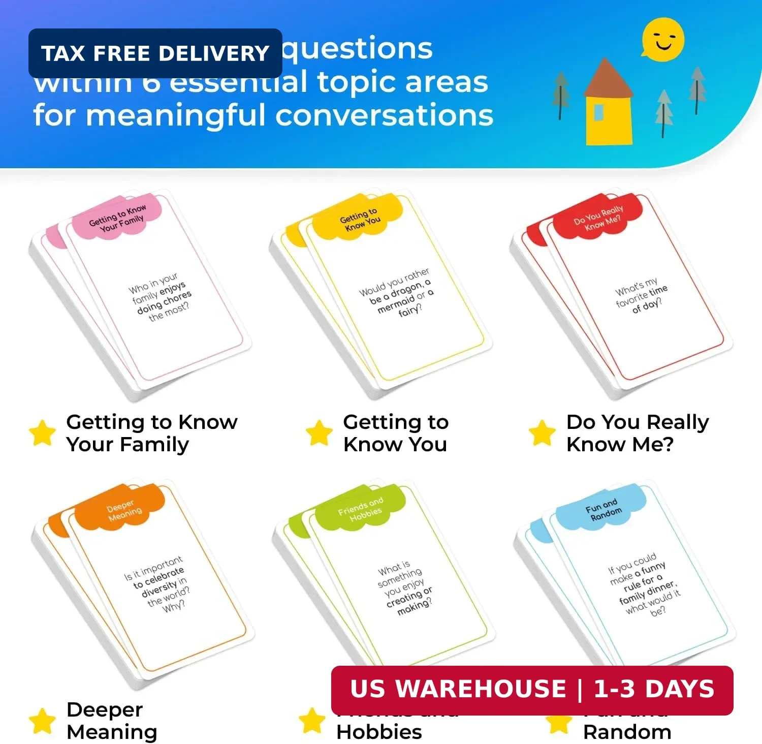 700 Family Conversation Cards, Fun Conversation Starters for Families, Play Dinn