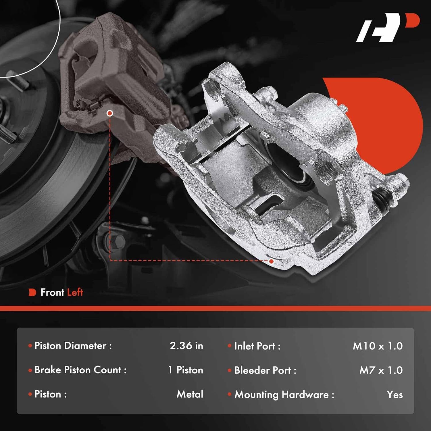 APM Disc Brake Caliper Assembly with Bracket Compatible with Select Nissan