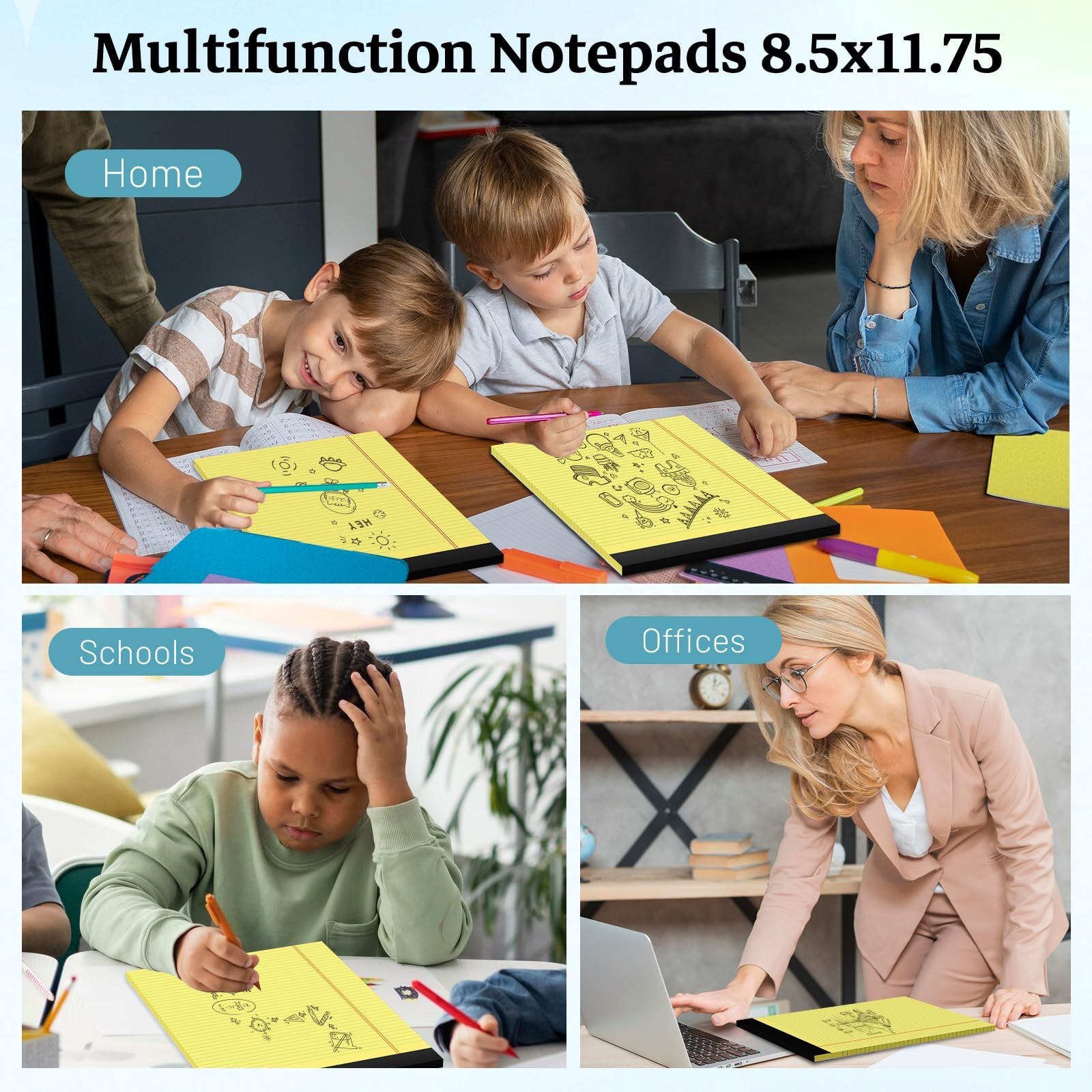 Yellow Legal Pad, 8.5 x 11 College Ruled Notepad, 12 Pack Legal Notepads 8.5 …