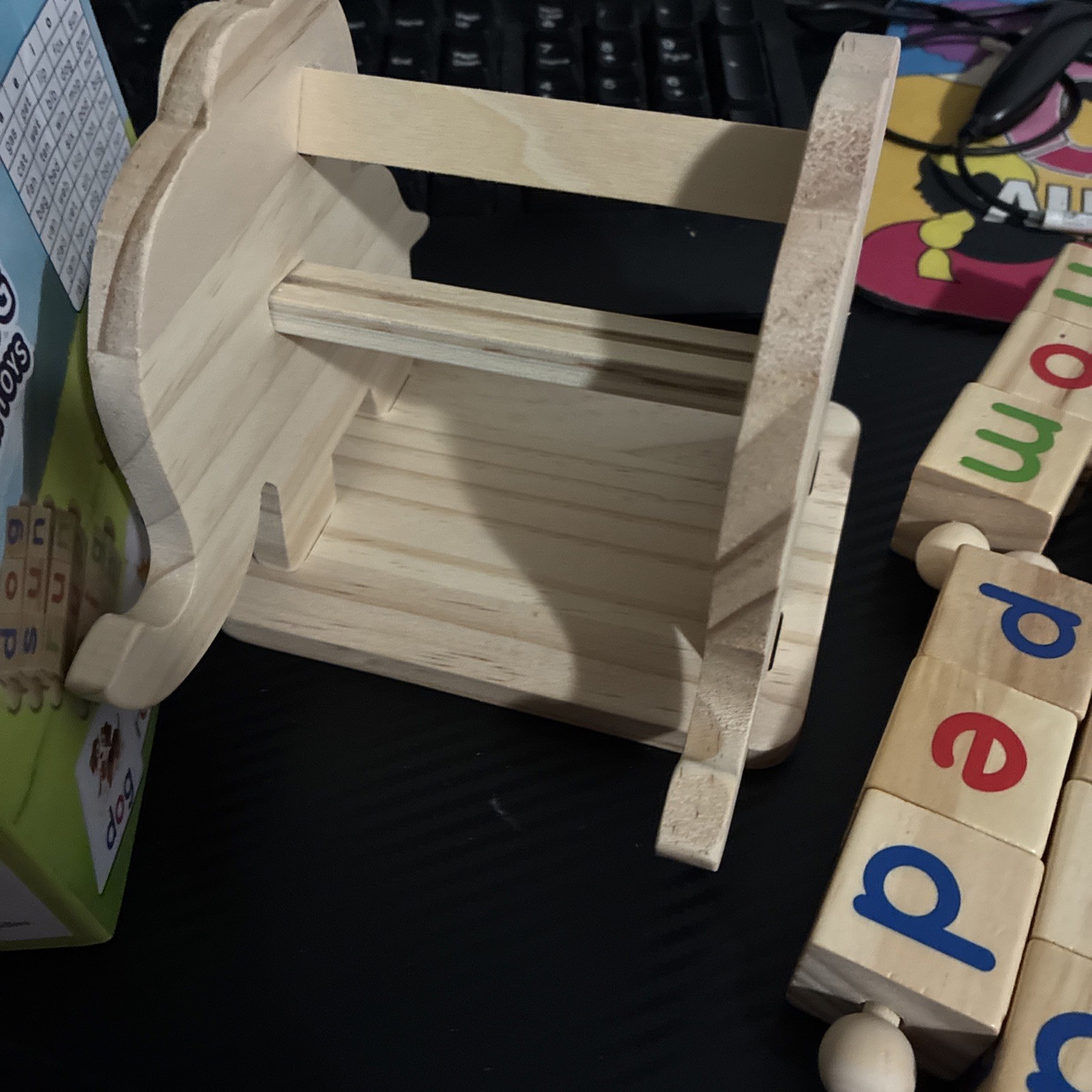 Wooden Reading Blocks Short Vowel Rods Spelling Games, Flash Cards Rotating