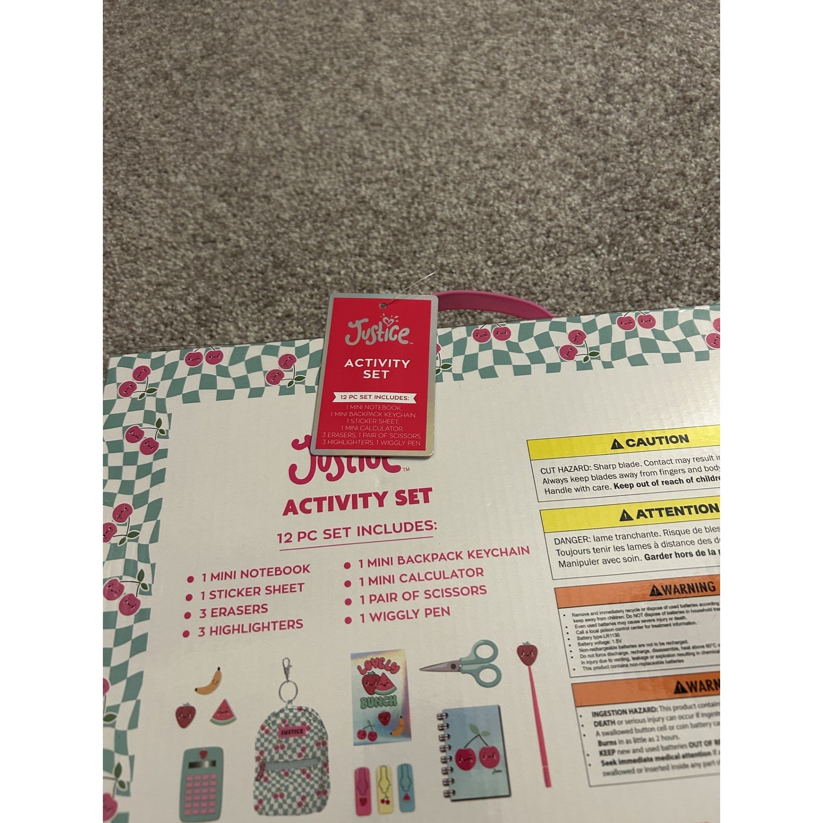 Justice Activity Set Girls OS Teal Pink New 12pc Mini Backpack Stationery Kit