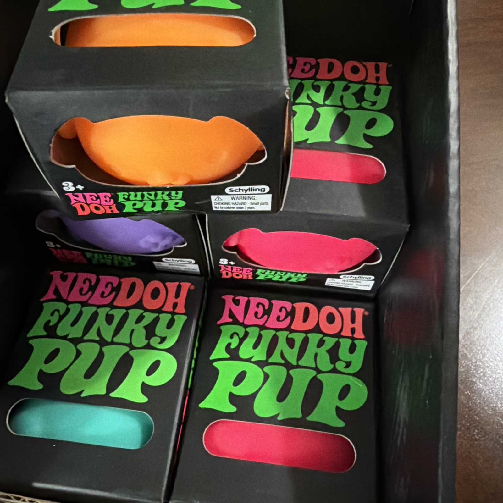 Schylling NeeDoh Funky Pup – Lot of 7 100% Authentic. Purple , Teal, Pink,Orange