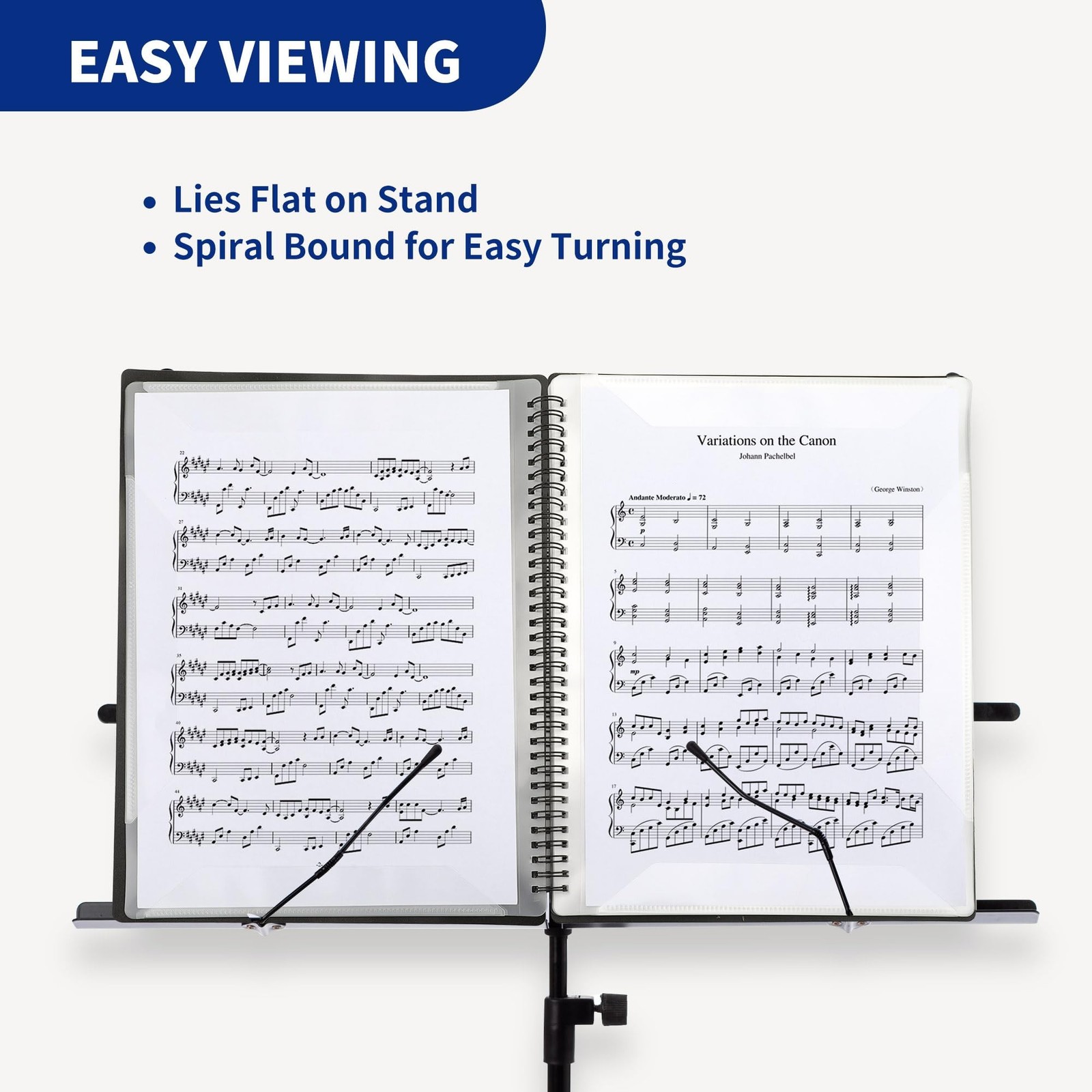 2 Pack Piano Sheet Music Binder 8.5 x 11, 120 Sheet Music Floder with Plastic…