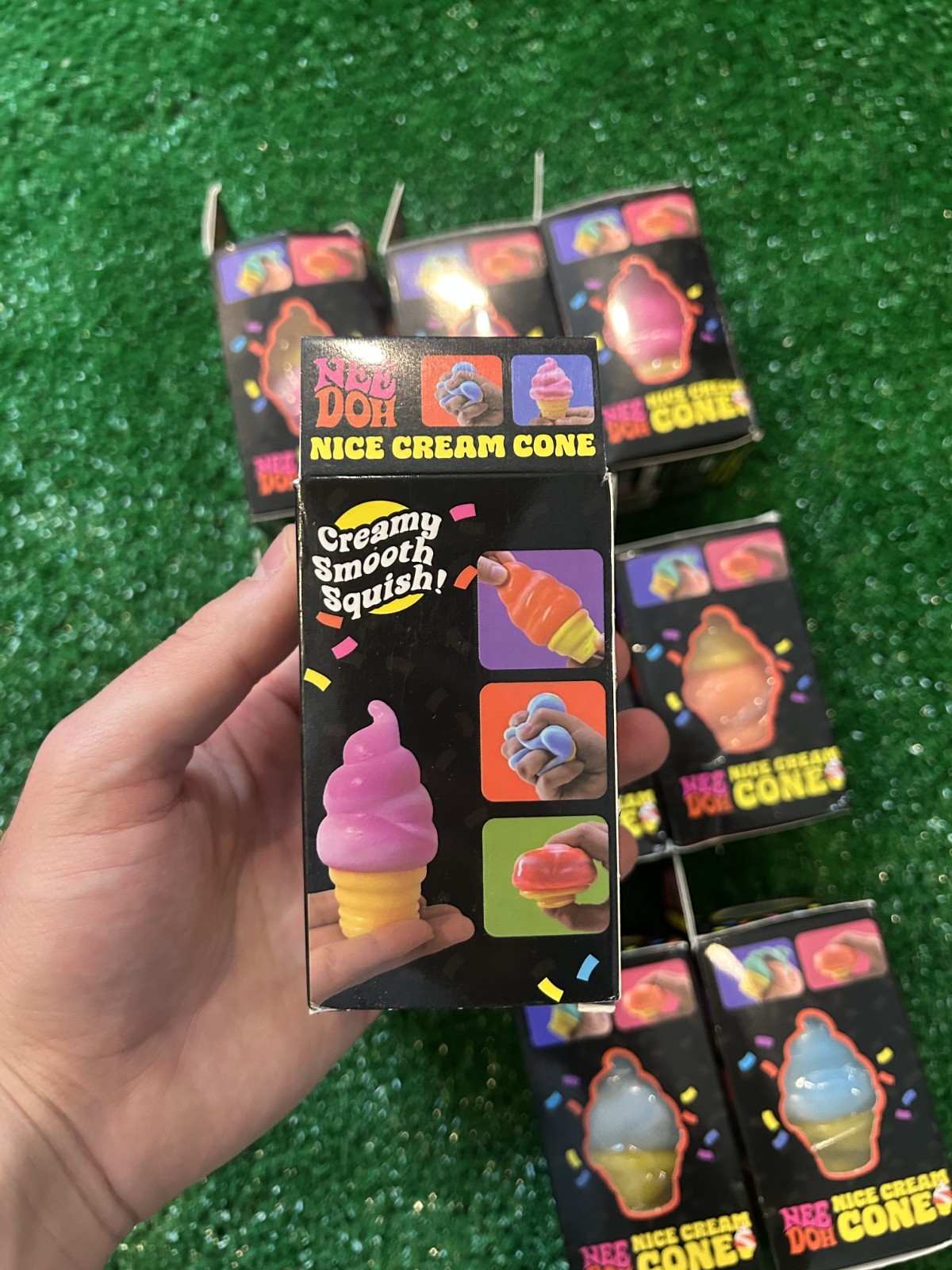 Nee Doh Nice ice Cream Cone Blue Orange Pink Ice Cream Squishy Lot of 3 New