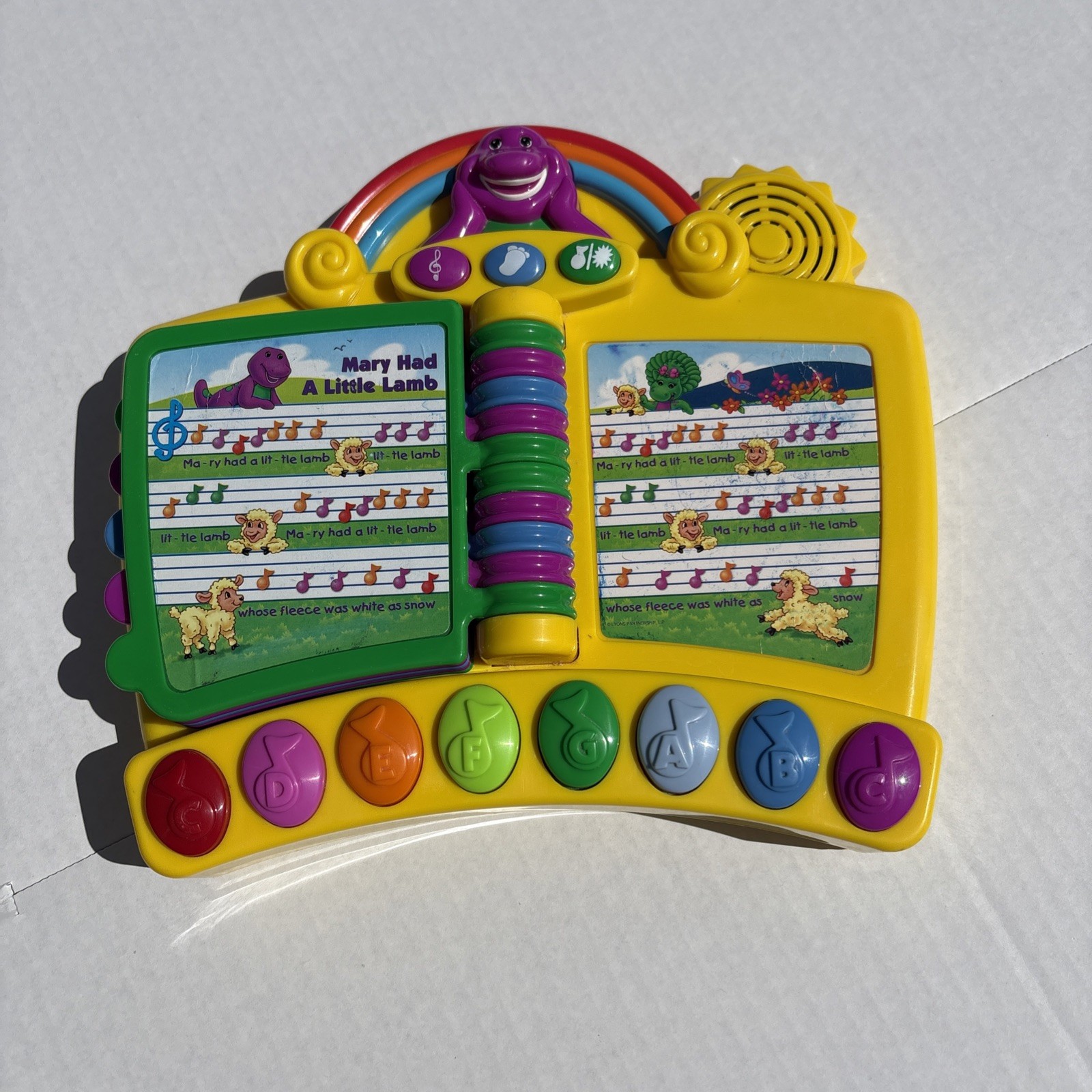 Vintage 2001 Mattel Barney Musical Nursery Rhymes Piano Book VIDEO Working Toy