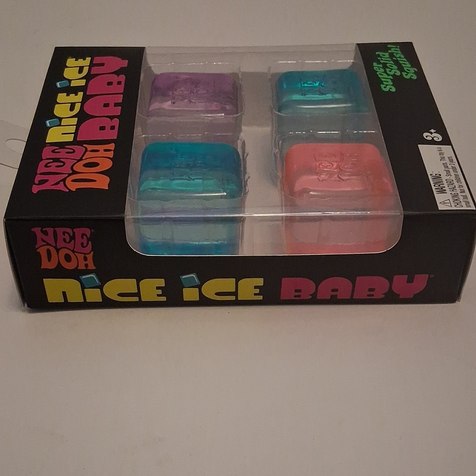NeeDoh Nice Ice Baby Super Solid Squish Squeeze Toy 4-Pack Blue Purple Pink