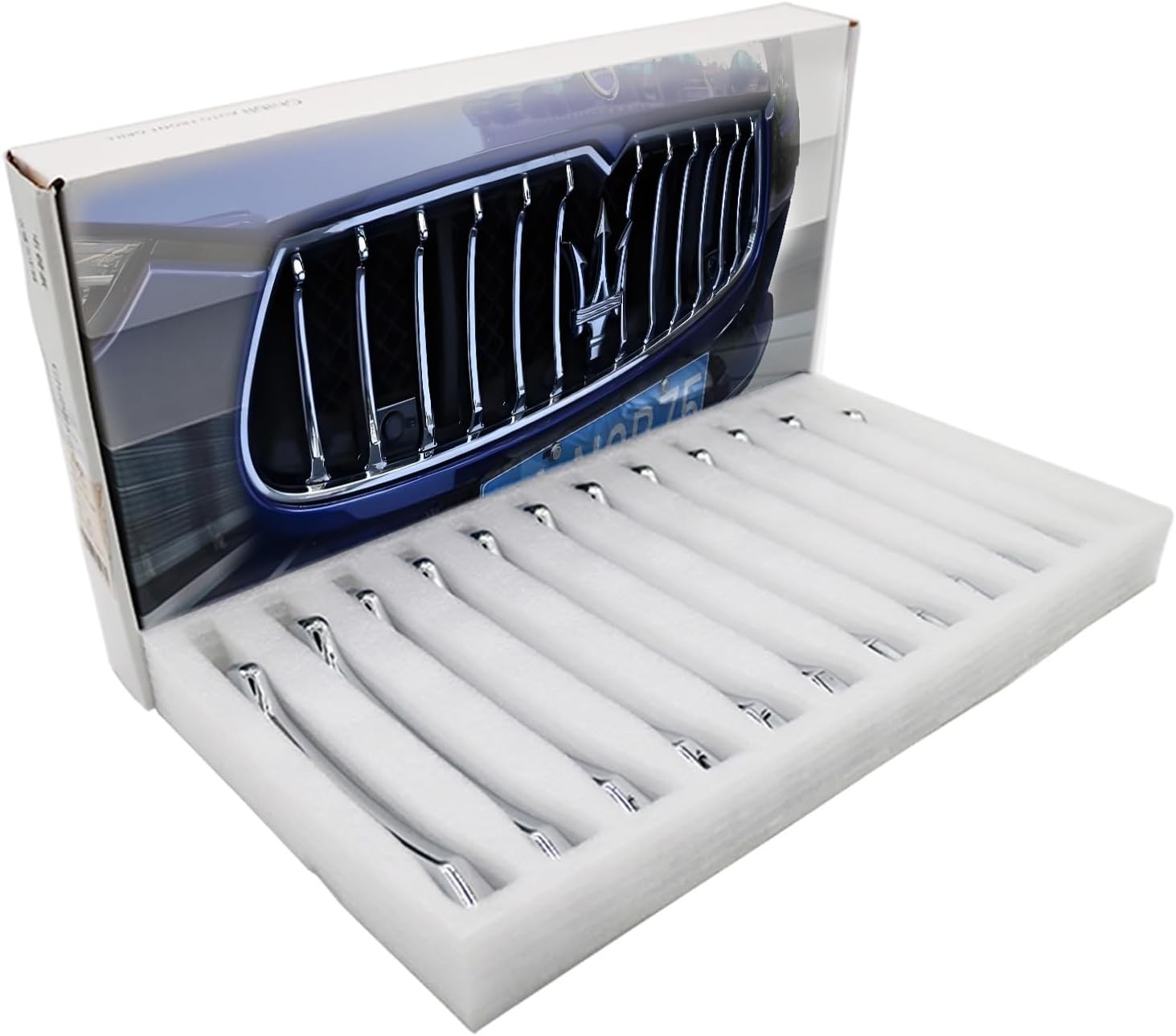 Front Grill Chrome Trim Compatible with Maserati Ghibli 2013 2014 2015 2016 2017