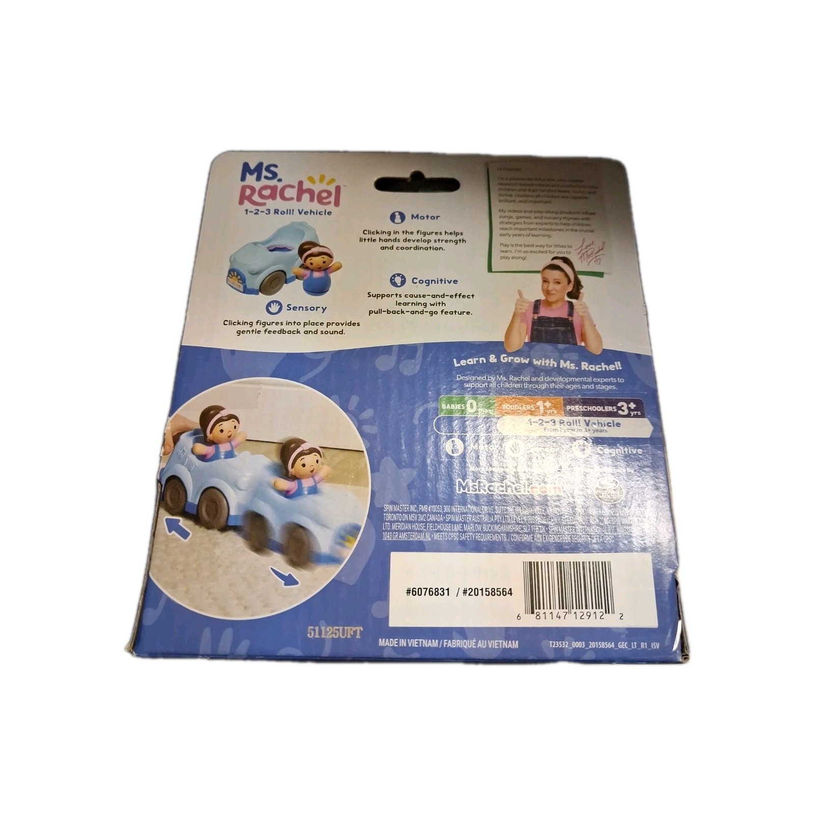 Spin Master Ms. Rachel “1-2-3 Roll! Vehicle Learn & Grow For Kids Age 1 to 3+
