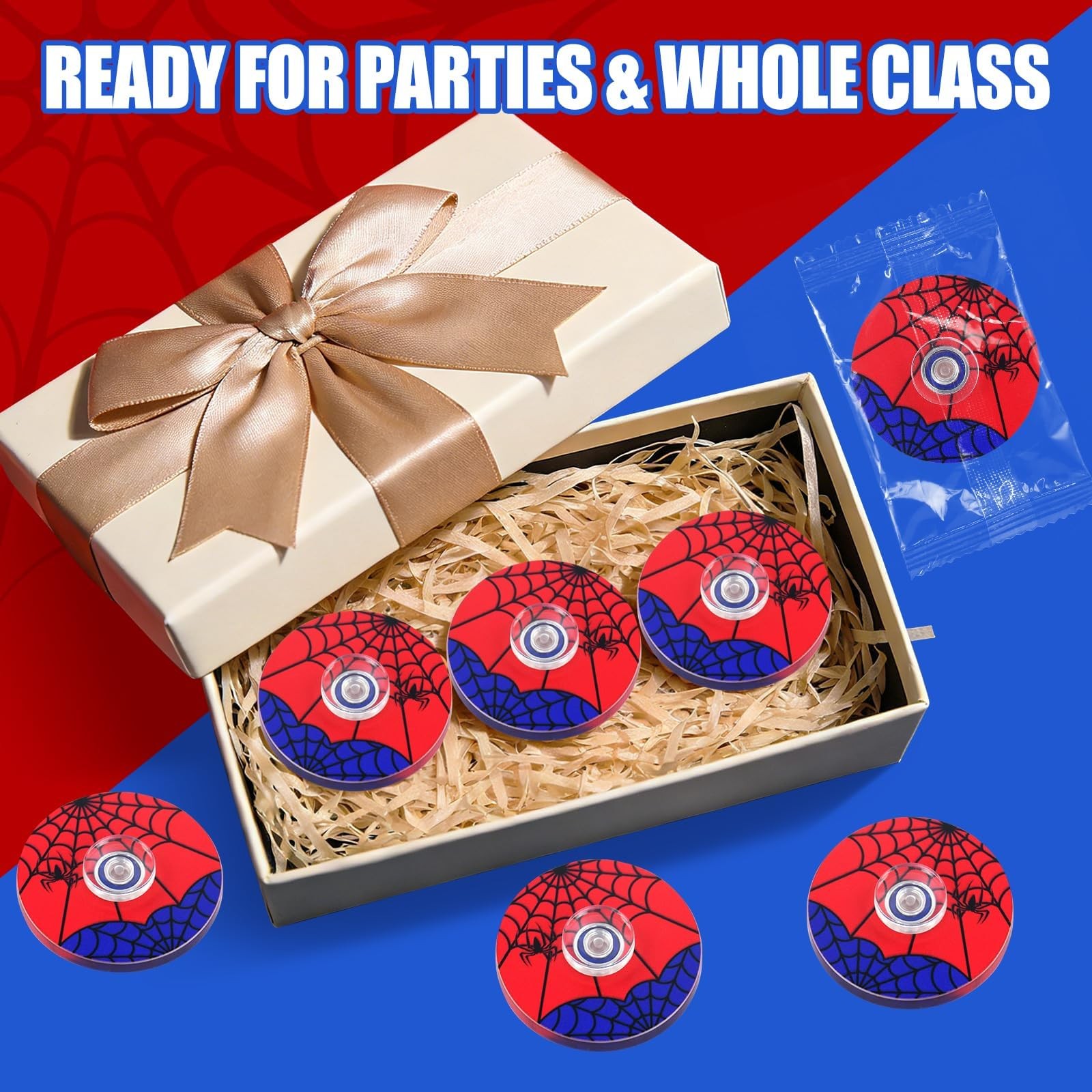 Zsmkjiaye 24Pcs Spider Web Fidget Spinners Red And Blue Spider Web Theme