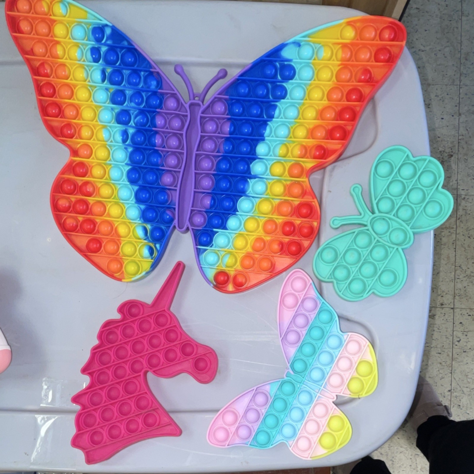 4 Pop It Fidget Tactile Sensory Toy Butterfly Unicorn Multicolor 3-11 Years