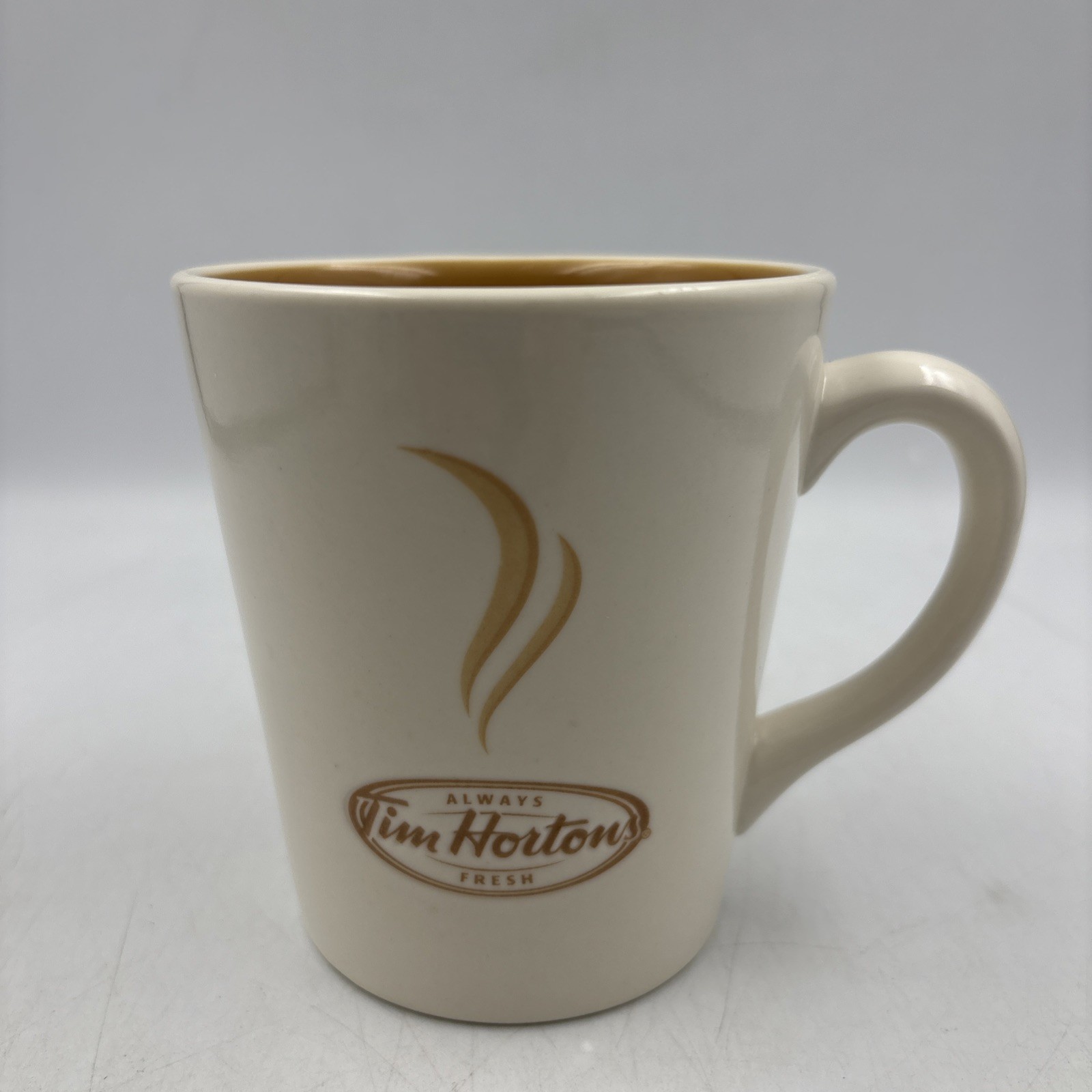 Pair Of Tim Hortons Limited Edition #014 / 006 Coffee Mugs Gold & Teal Inside