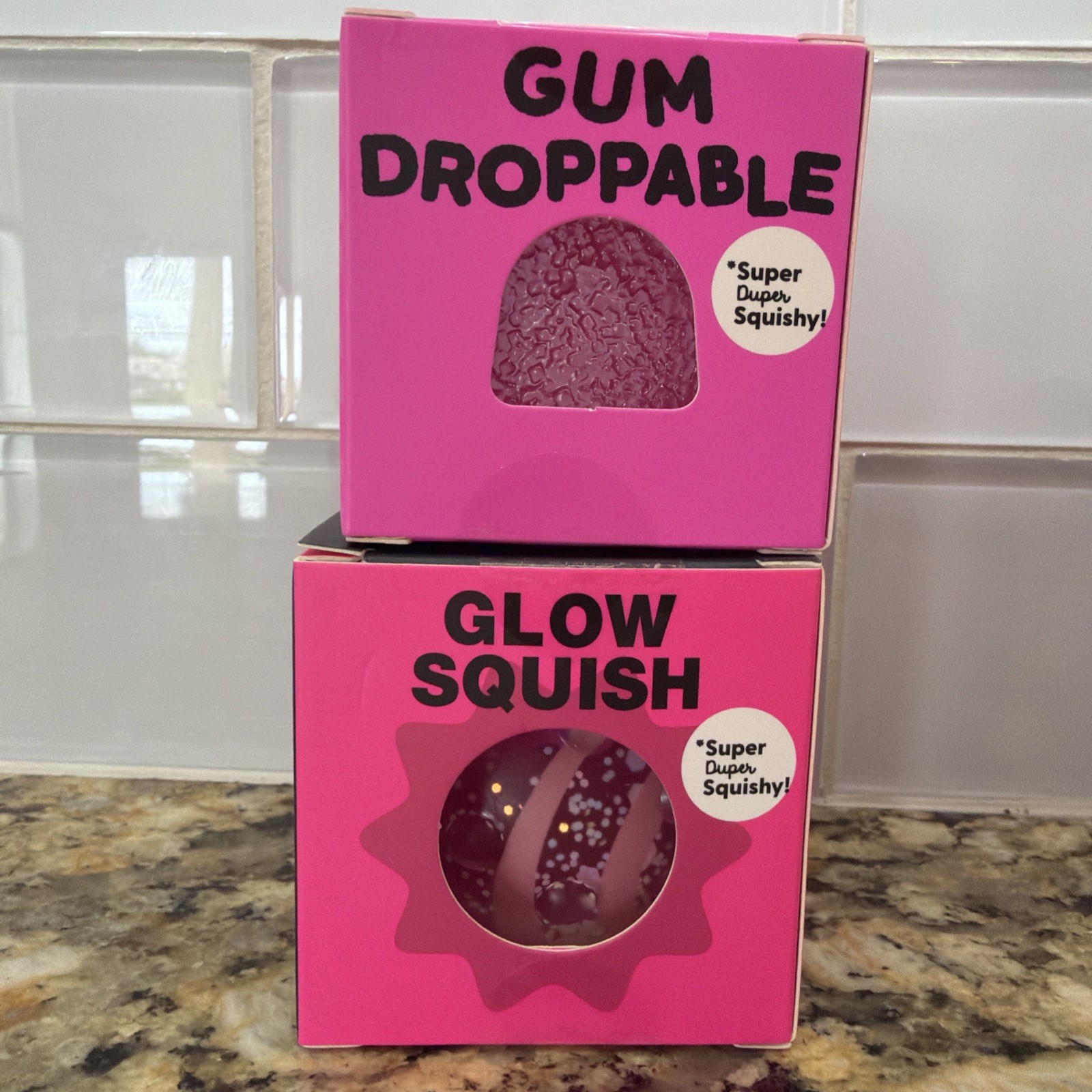 J’ADORE PINK SQUISHY SET OF 2 – 1 gum droppable AND 1 glow squish brand new