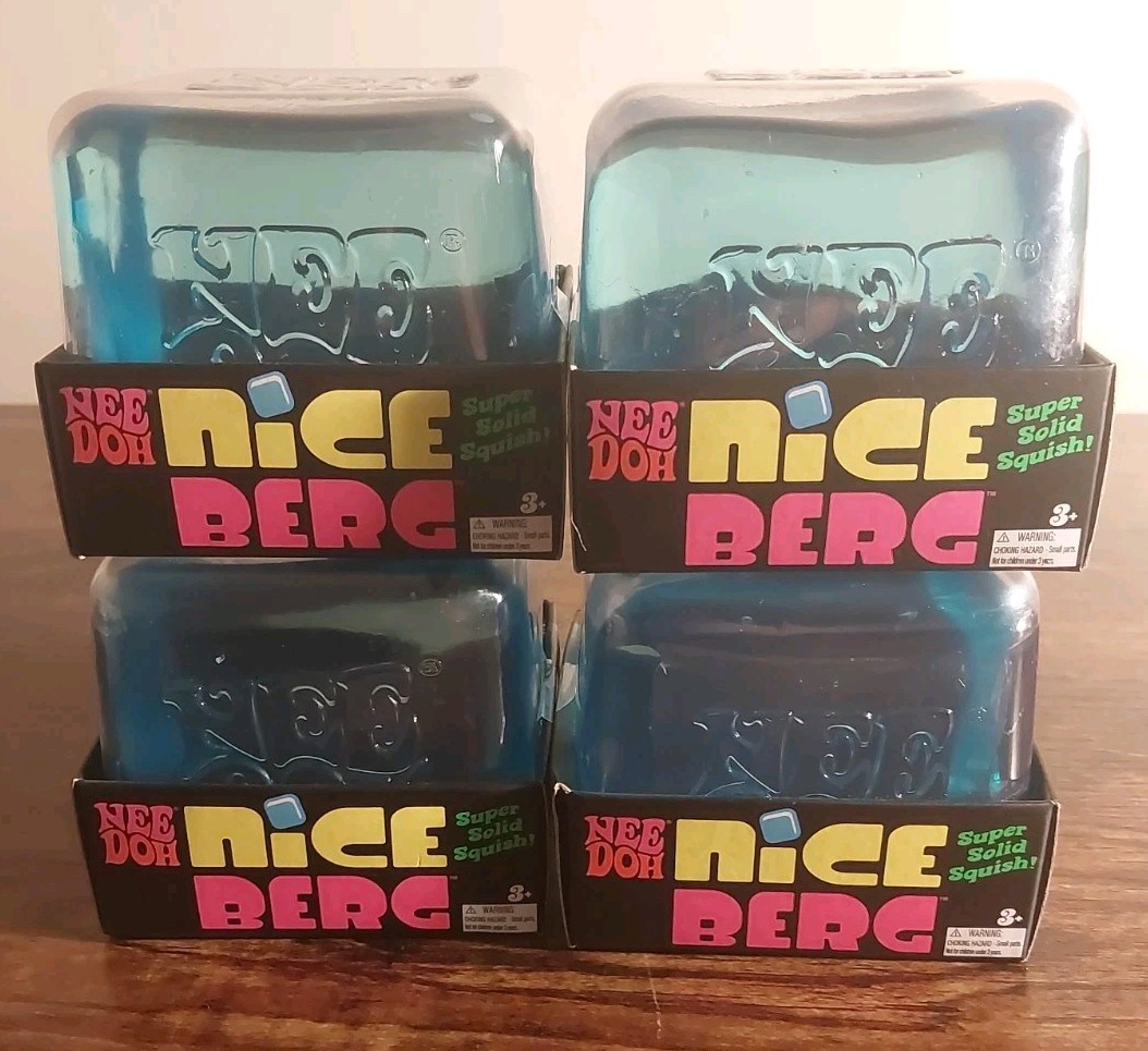 NeeDoh Nice Berg Blue XL Giant Nee Doh Cube New Sealed Lot Of 4 FREE FAST SHIP