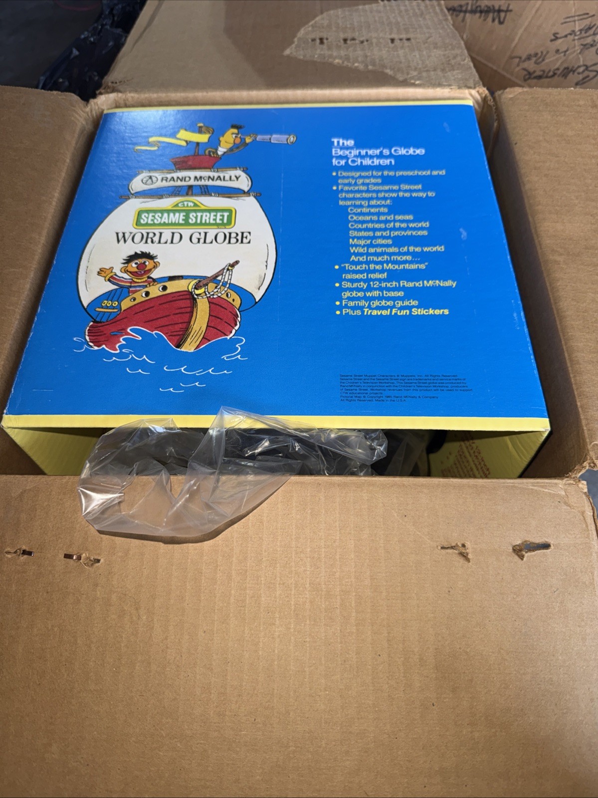 Vintage Rand McNally Sesame Street World Globe 1985 in Box