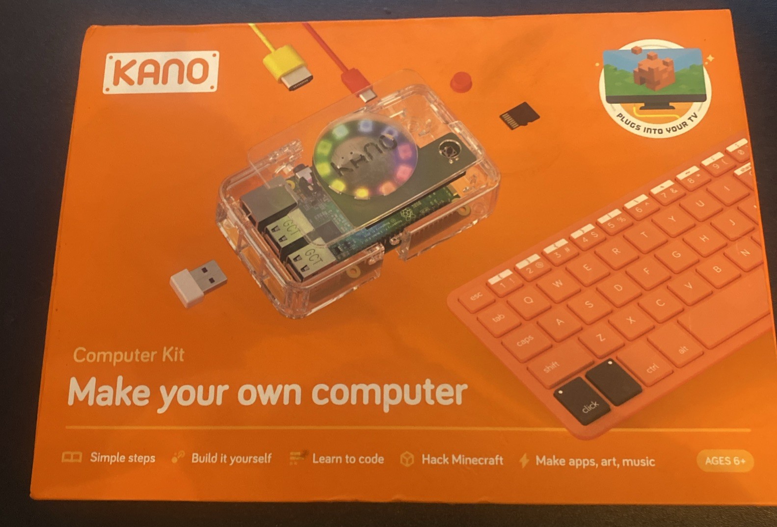 Kano Make Your Own Computer Kit 1000K-02 Element 14 Raspberry Pi 3 B Kids Coding
