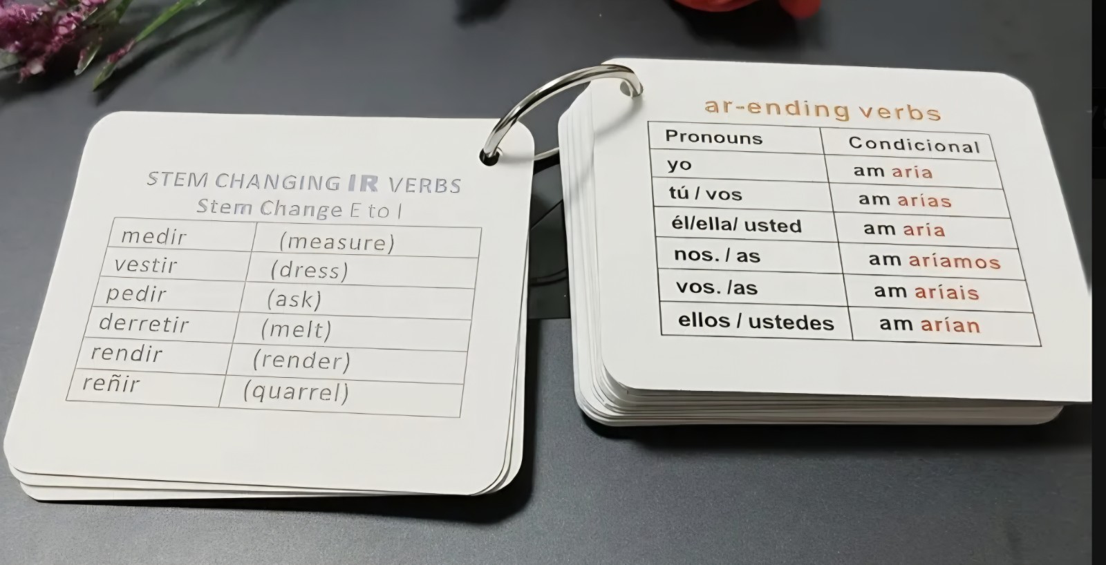 English Spanish Language Learning Tool Verb Conjugation Flashcards For Beginners