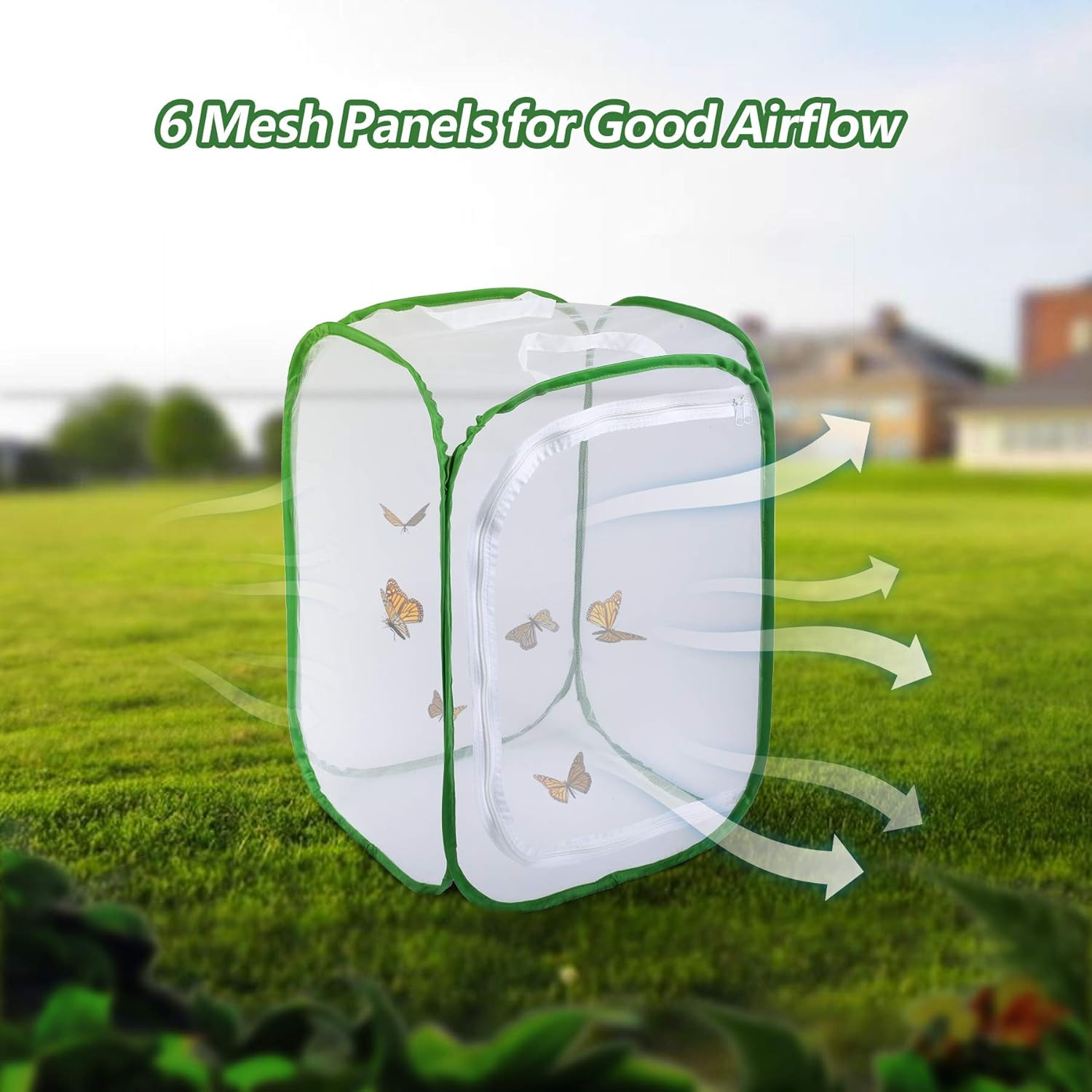 23.6″ Large Butterfly Habitat Insect Cage Caterpillars Enclosure Pop-Up Clear Vi