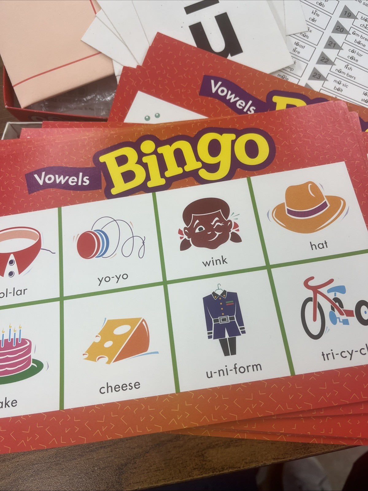 TREND Vowels Bingo Game Vintage 1995 Class Set 36 Student Playing Cards COMPLETE
