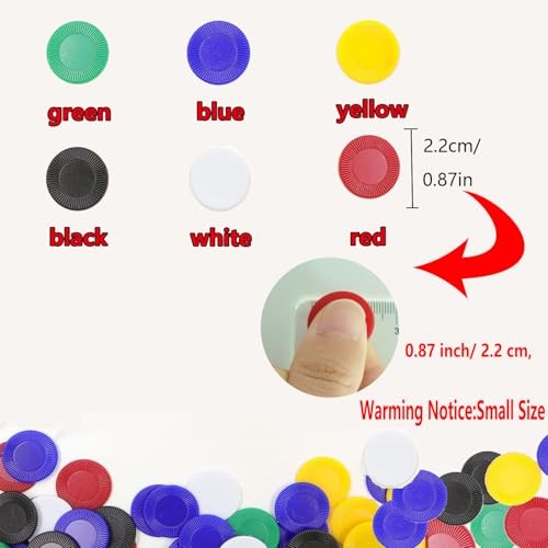 600Pcs Plastic Poker Mini Chips in 6 Colors Bulk Poker 2.2CM in Diameter-600pcs