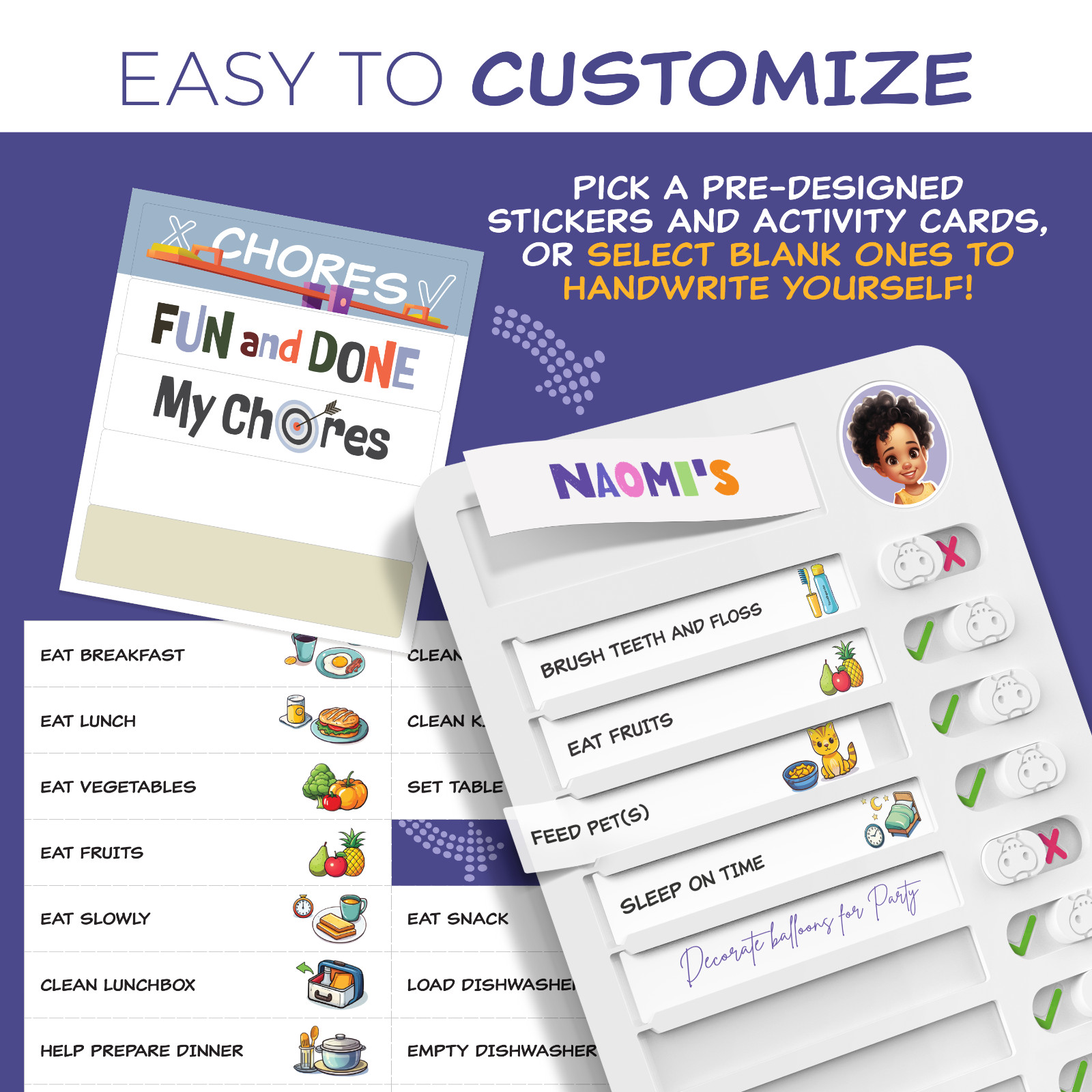 Magnetic Chore Chart for Kids – Daily Routine Chart, Visual Schedule Checklist