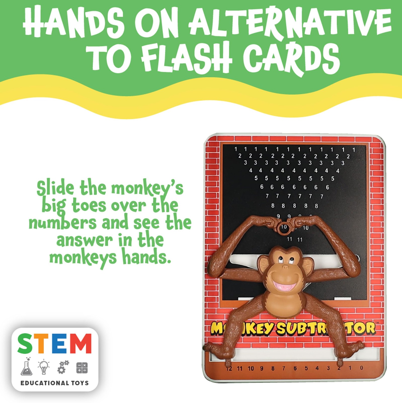 Popular Playthings Monkey Subtraction Calculator Toy, 8.5 x 11 inches, Brown