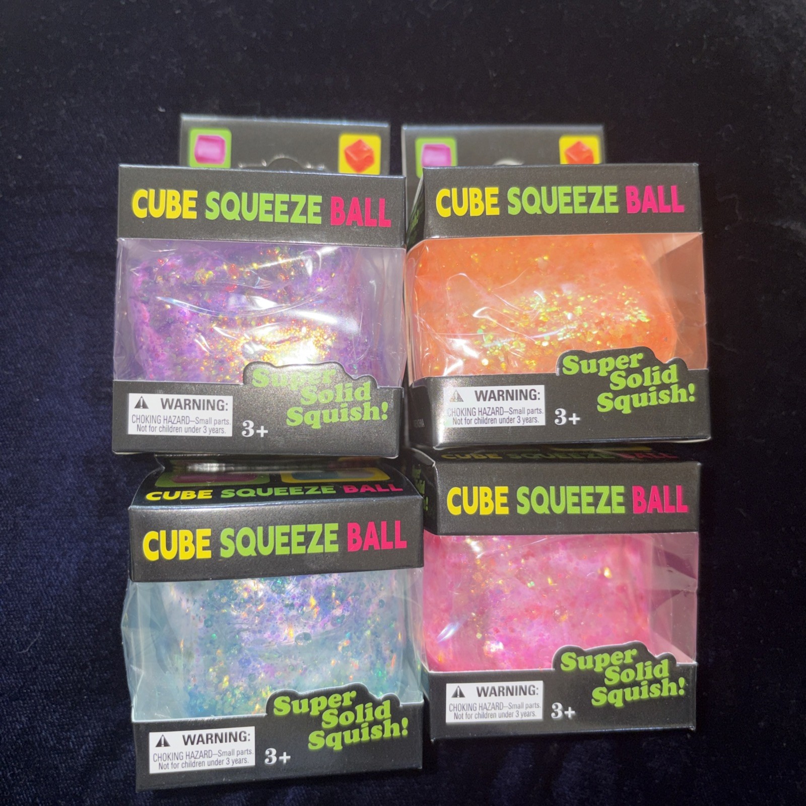 Lot Of 12 New Cube Squeeze SOLID Squish BLUE PURPLE PINK ORANGE Fast Ship 🧊