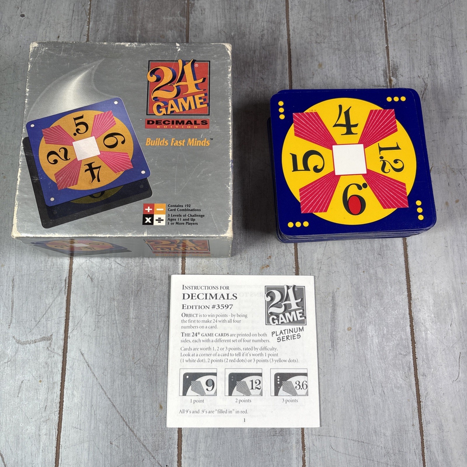 24 Game Decimals Math Game 96 CARDS, Math Practice 1993 – Rare