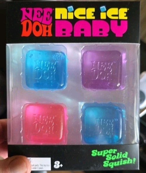 SET OF FOUR (4) NEE DOH Nice Ice Baby NeeDoh Nice Cube Pink Blue Purple NEW LOT