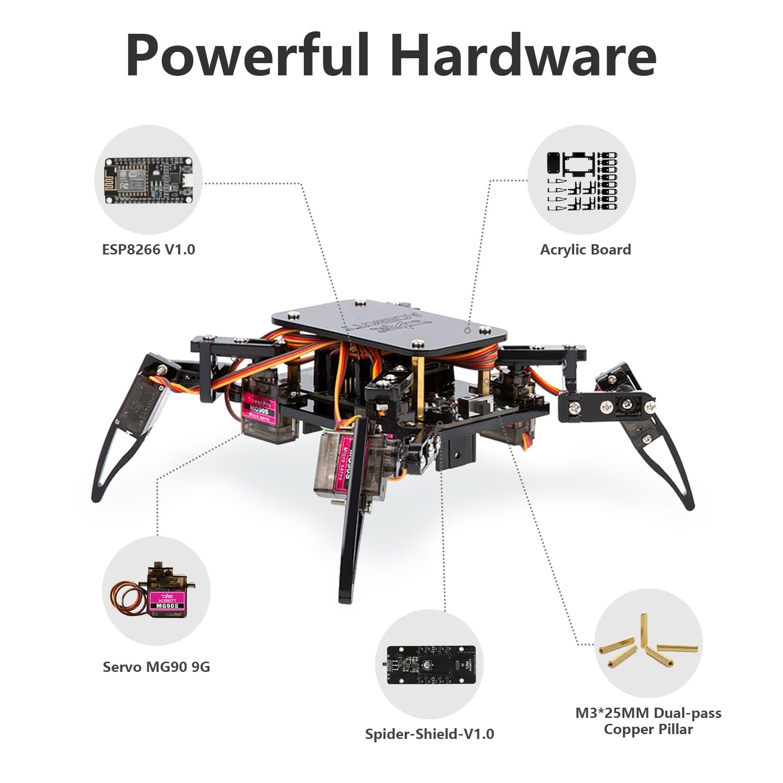STEM Robotics Science Kits for Adults, ESP8266 Spider Robot Building Kit, App…