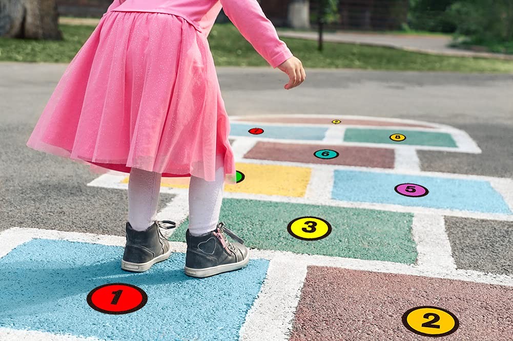 WhatSign Line up Spots for Classroom Floor Stickers – 36Pcs 4″ x 4″, 1-round