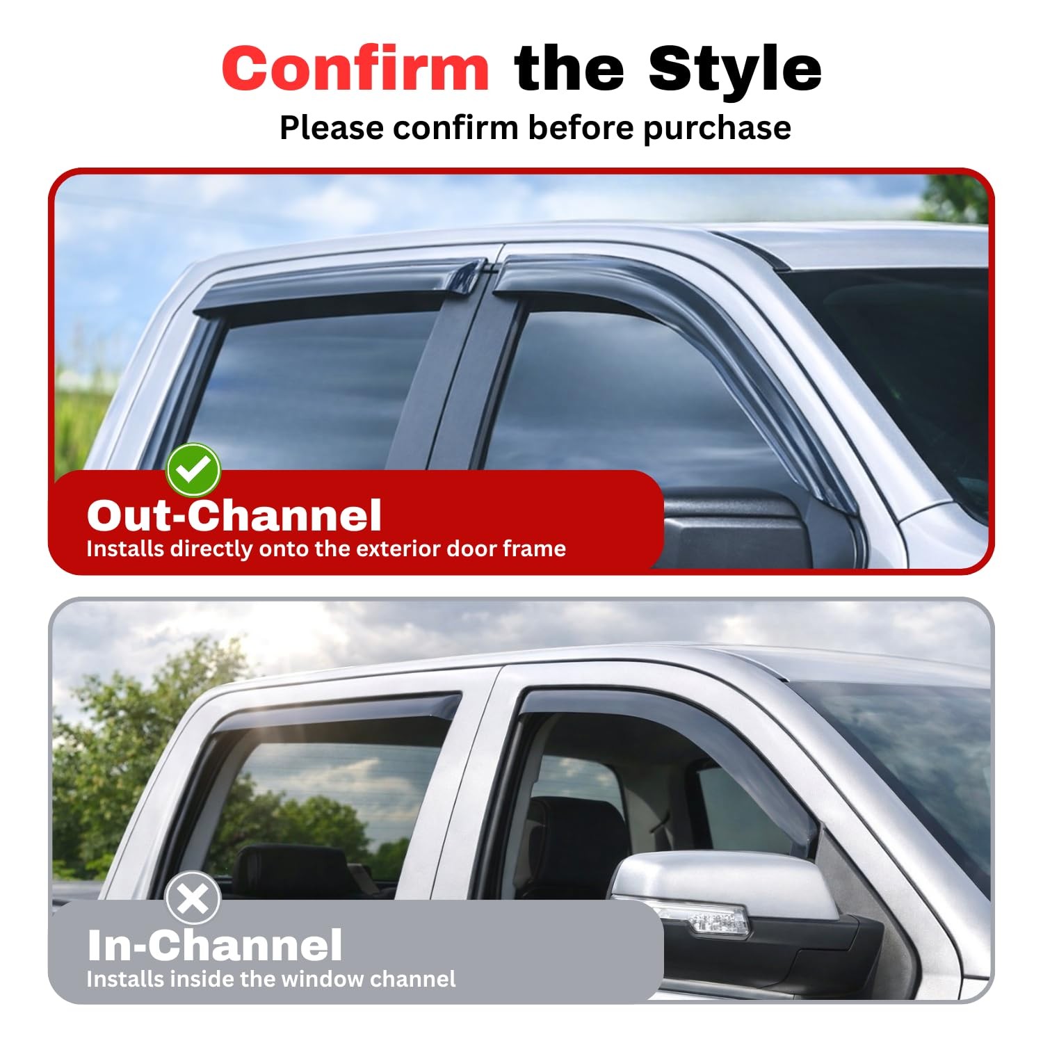 KPY Rain Guards Fit for 1987-1997 Pickup & 1987-1990 Pathfinder, Black