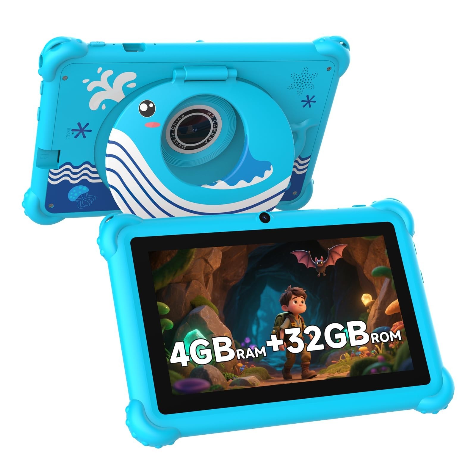 7-inch Kids Tablet for Toddlers, Android 12, 4GB RAM, 32GB ROM, WiFi, Bluetoo…