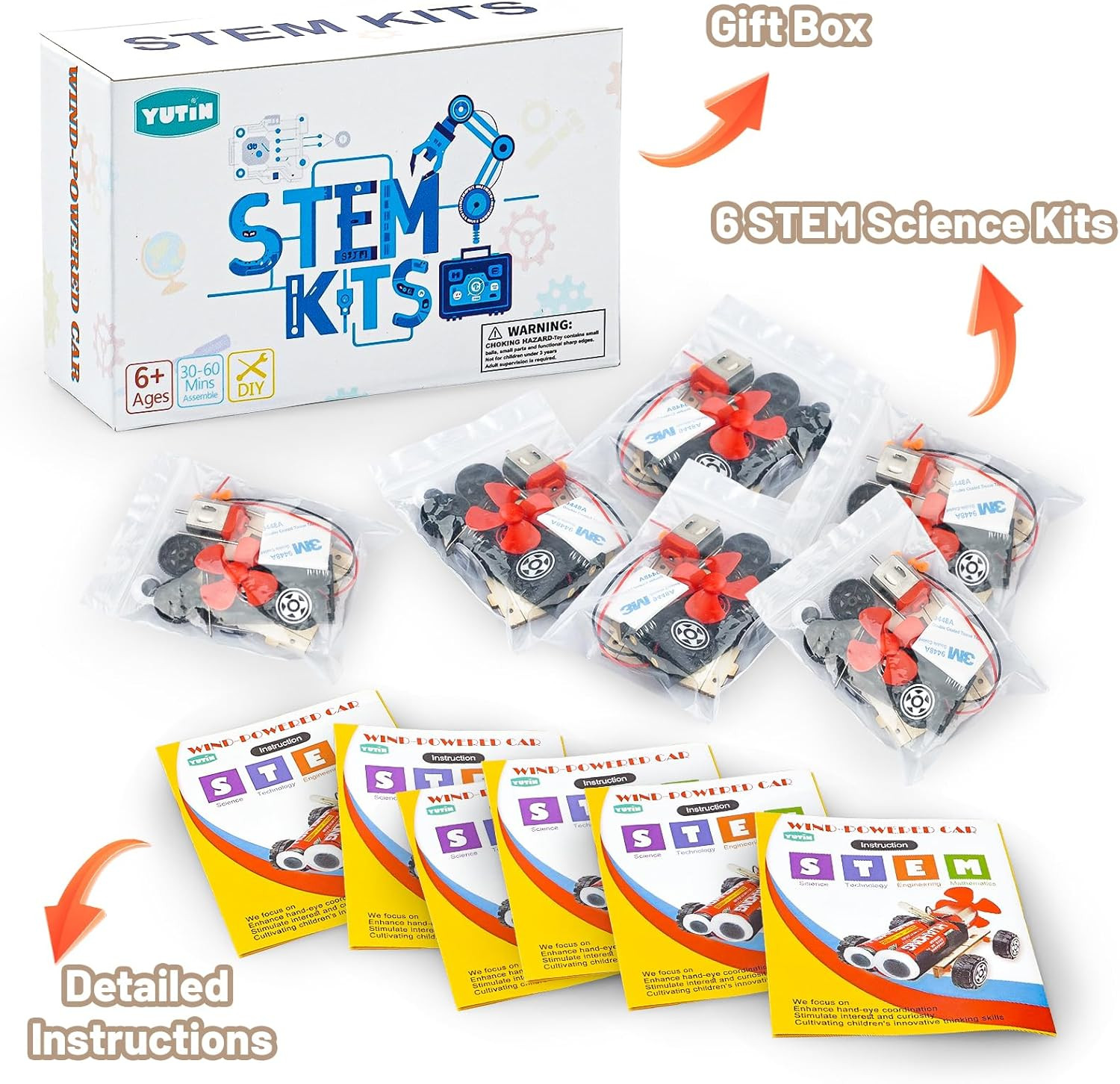 STEM Science Kits for Kids Age 8-12, 6 Set Wind-Powered Cars Science Experiments