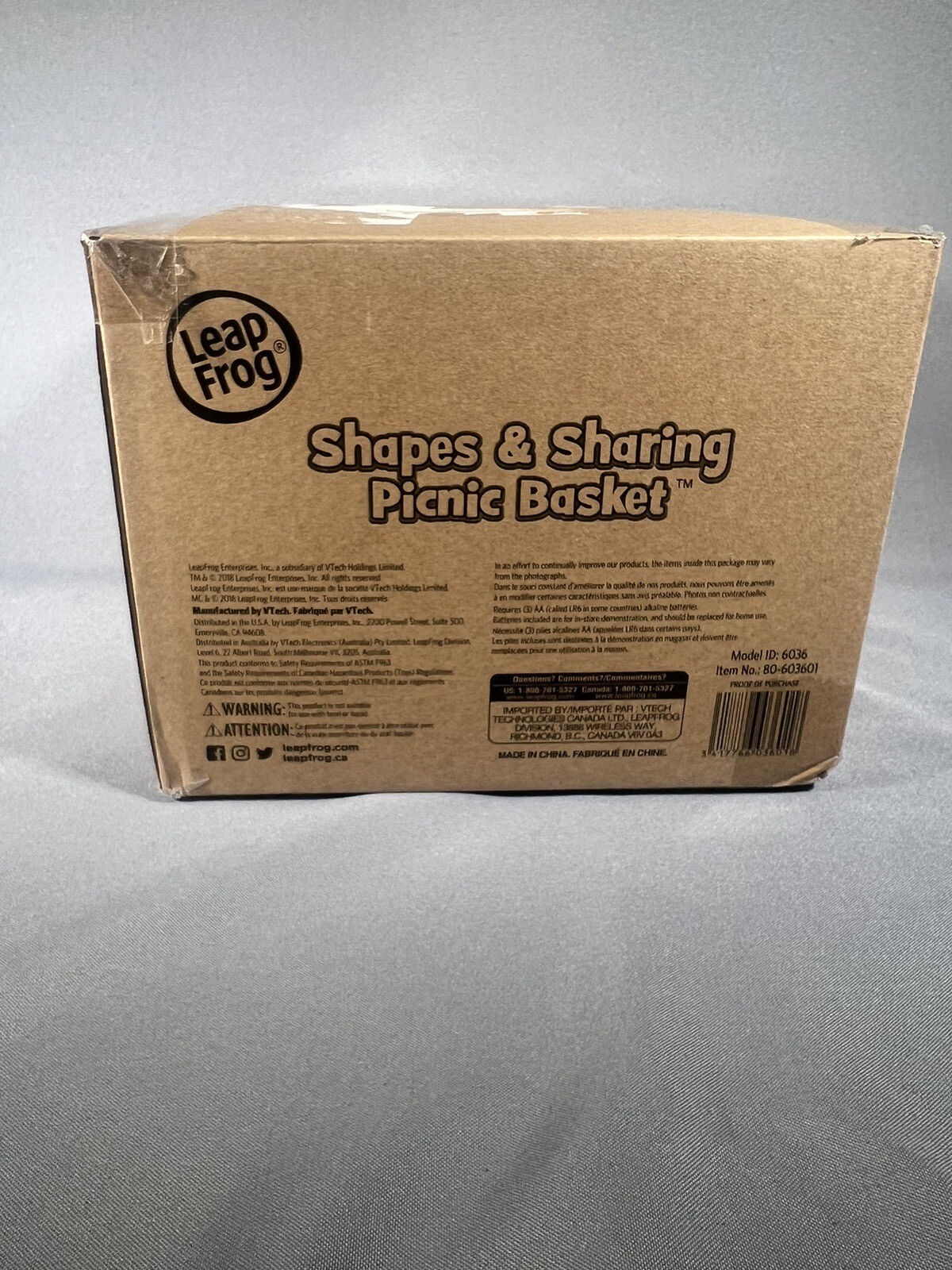 LeapFrog Shapes and Sharing Picnic Basket Ages 6 Months -36 Months – New In Box
