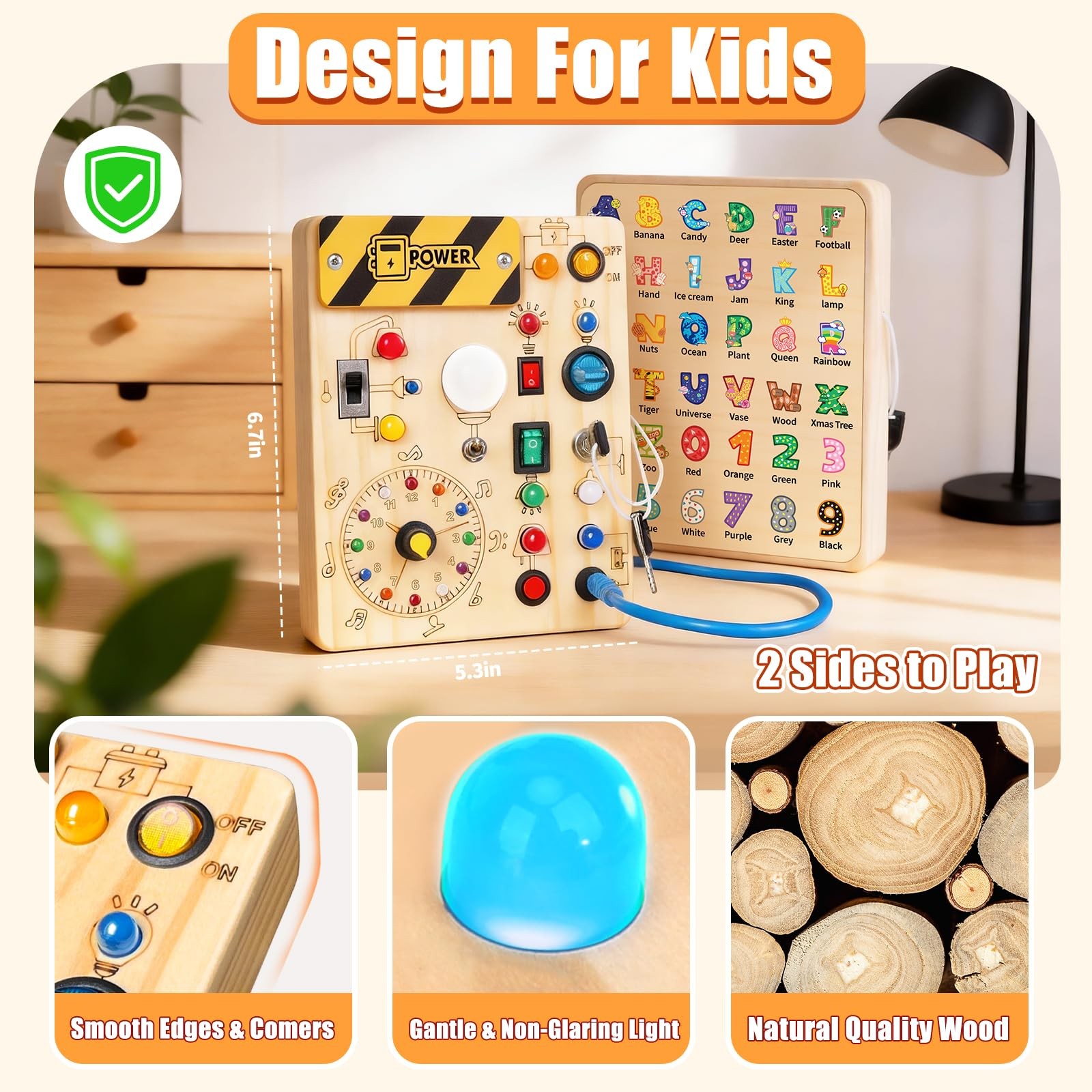 Konijiwa Busy Board – Montessori Toys 6.7 x 5.3 x 1.1 inches, V2