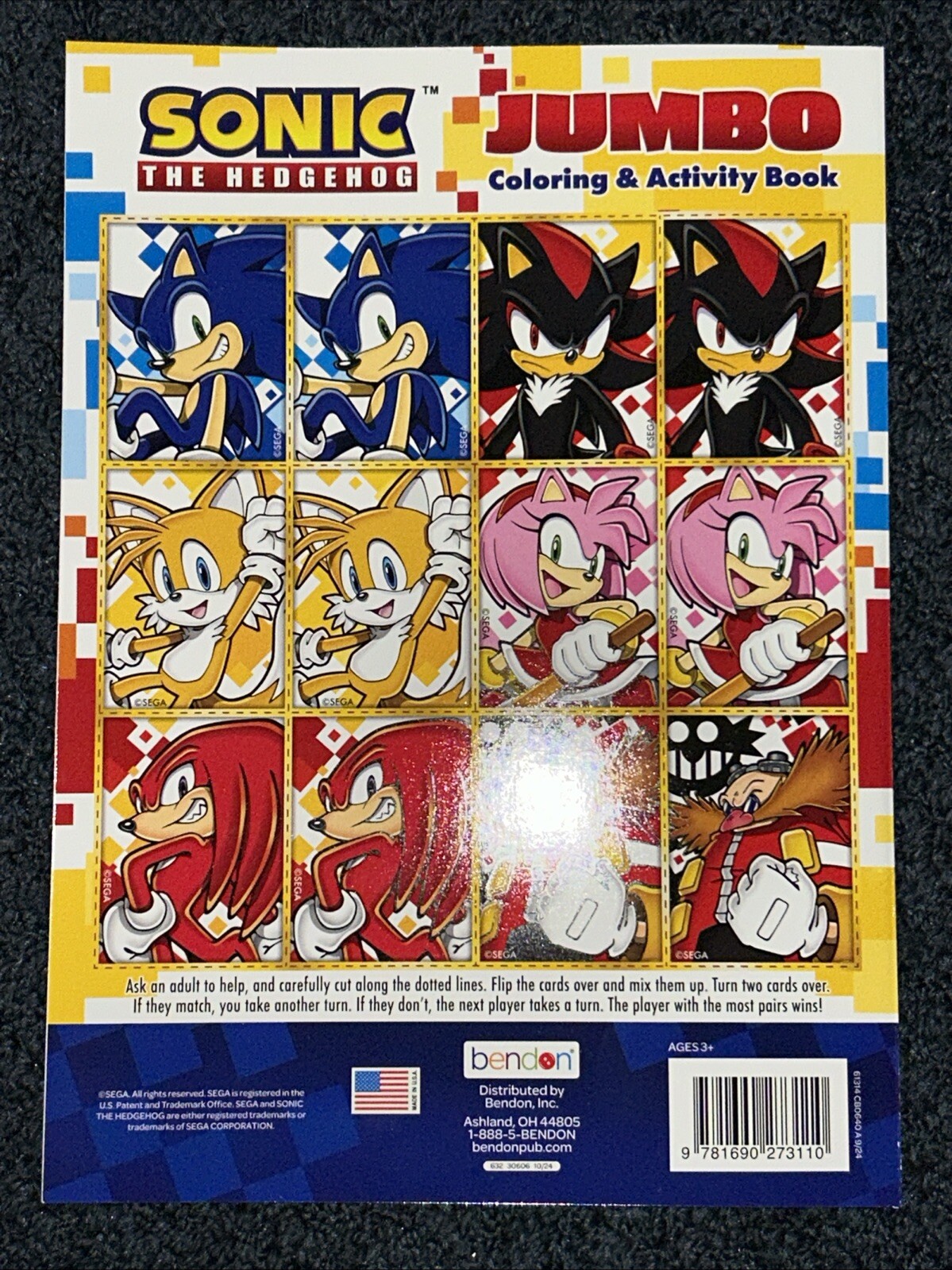 Sonic The Hedgehog Jumbo Coloring & Activity Book New Bendon Made In USA