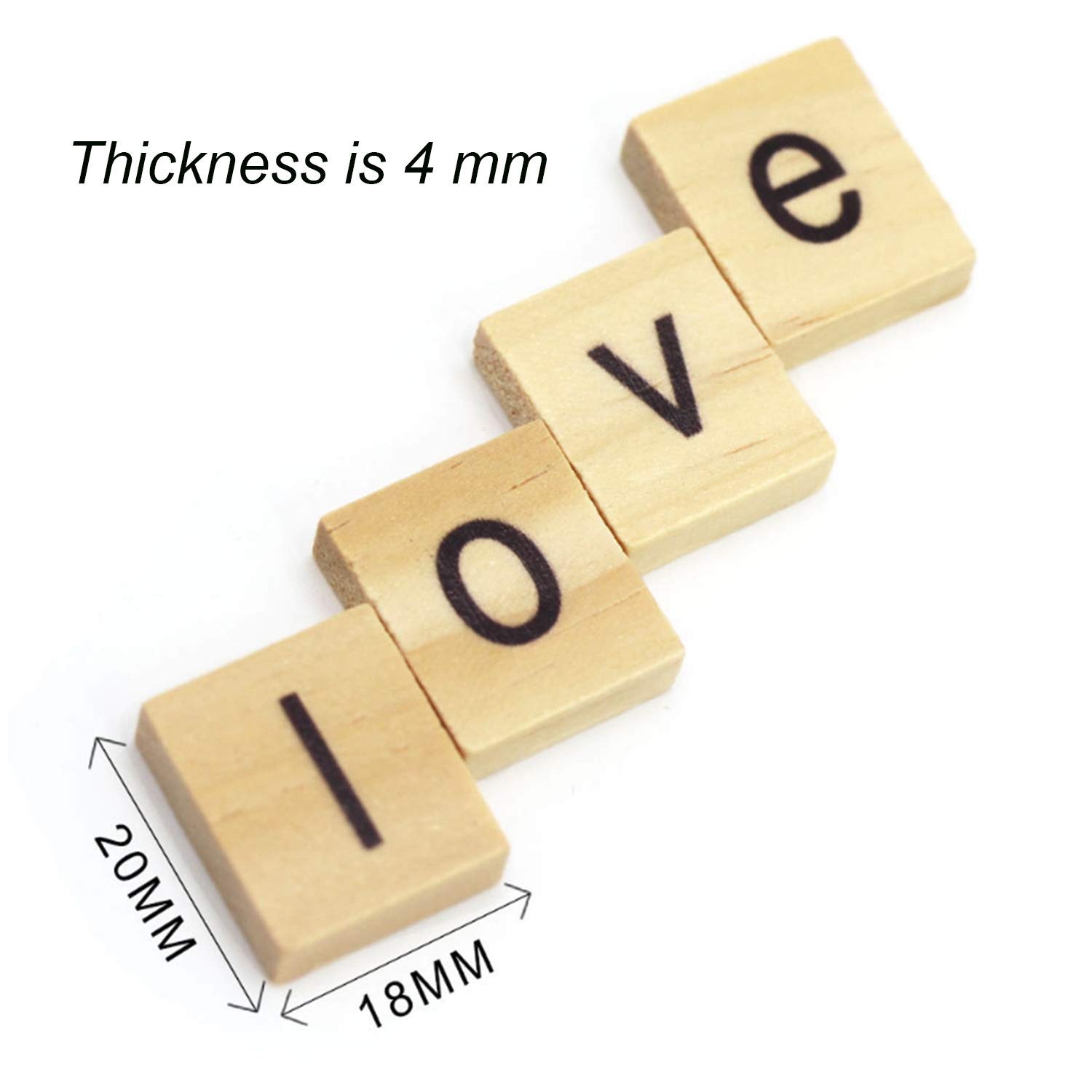 MANSHU 300PCS Wooden Tiles, Letters for Crafts, 4 mm(Pack of 300), Wood Color
