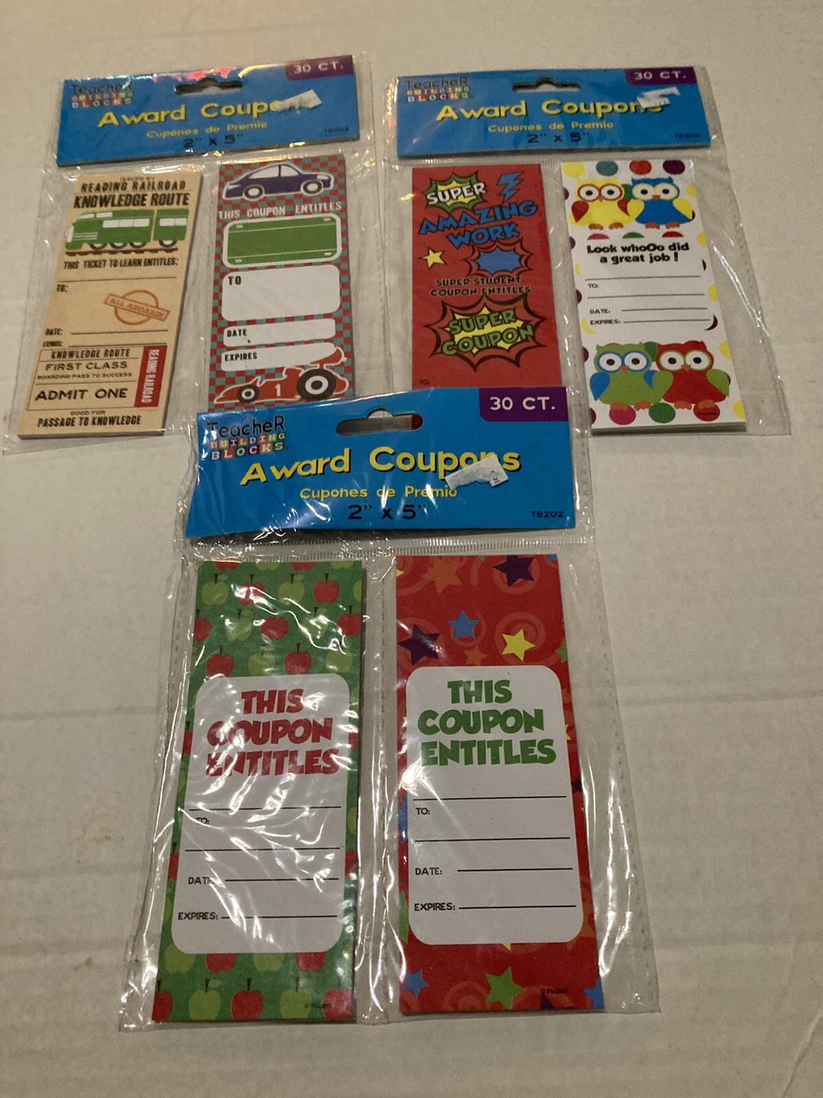Lot of 7 NIP School Teachers lot Reward Stickers Award Coupons Congratulations