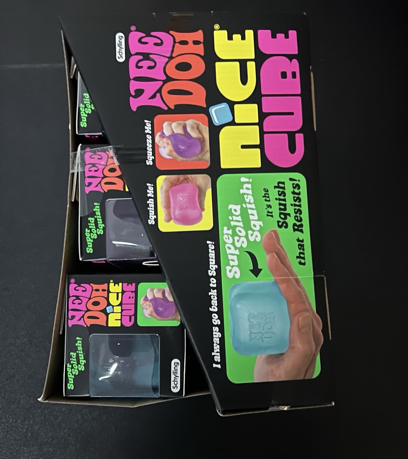 Full Case Of NeeDoh Nice Cube Display All 3 Colors Lot (12)